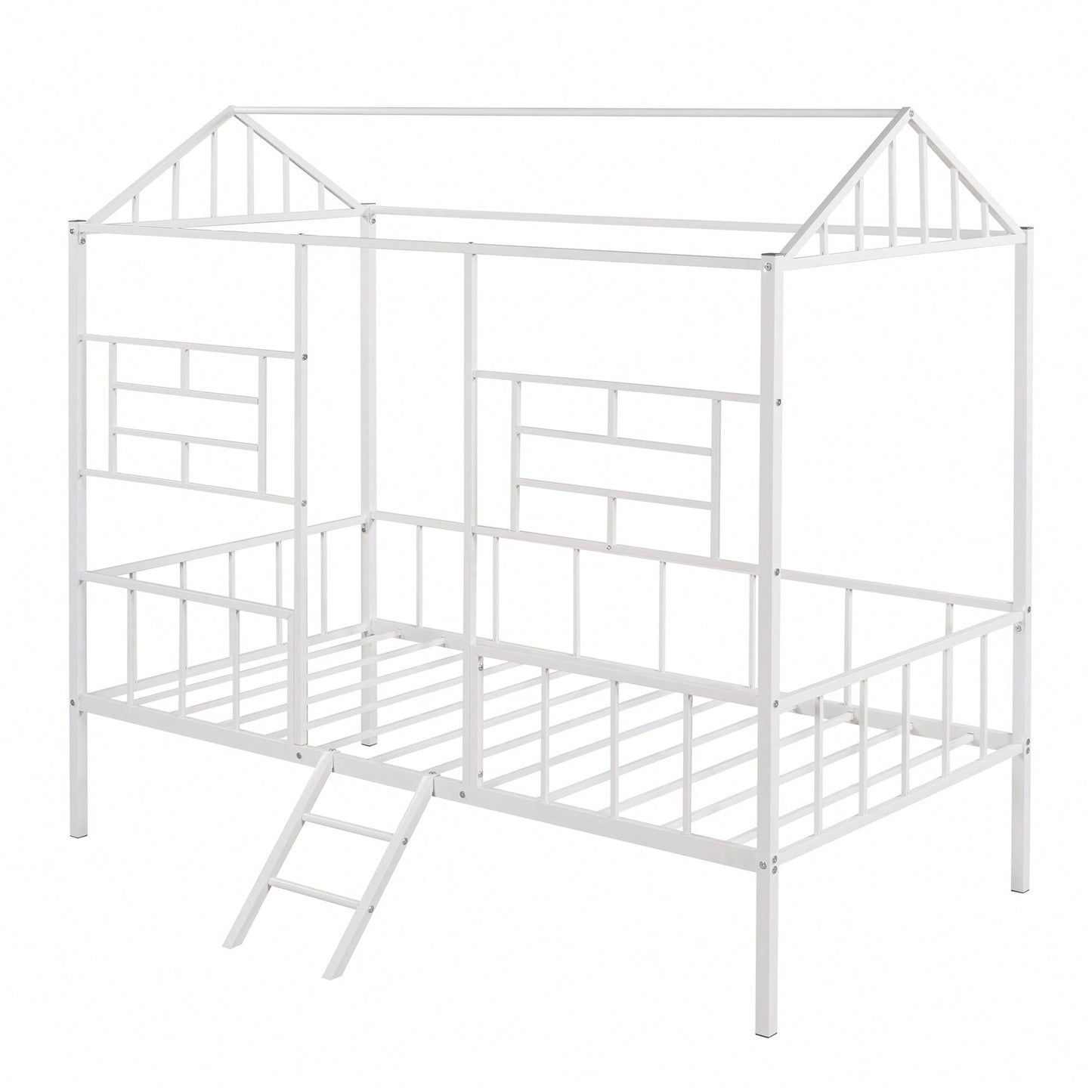 Twin Metal Bed Frame With Slatted Support No Box Spring Required White Finish