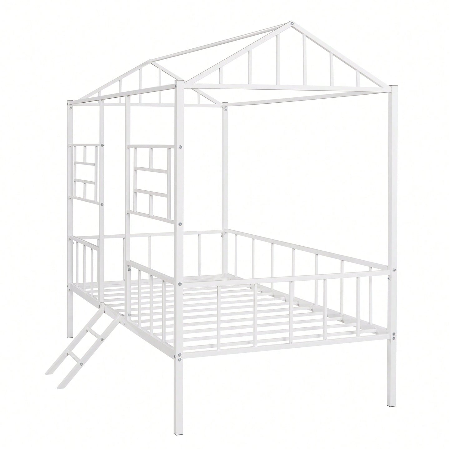 Twin Metal Bed Frame With Slatted Support No Box Spring Required White Finish