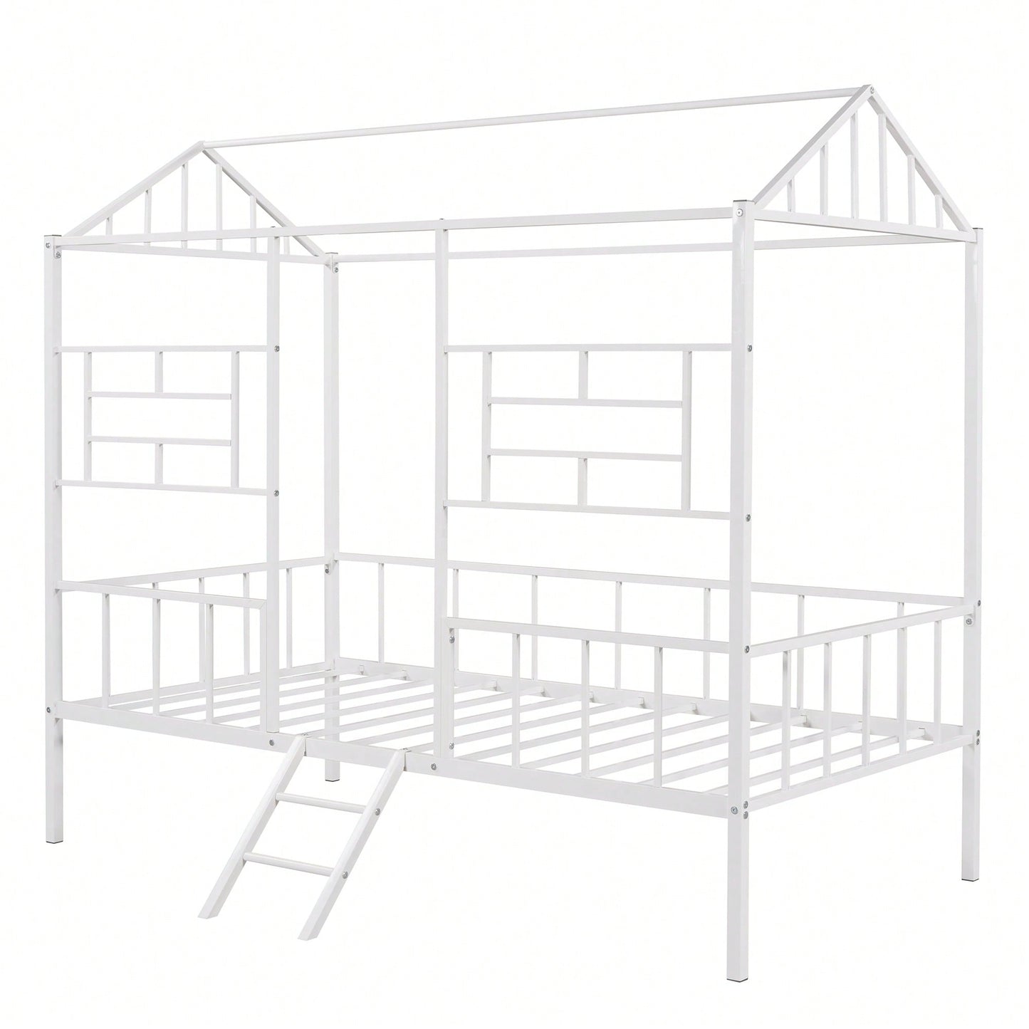 Twin Metal Bed Frame With Slatted Support No Box Spring Required White Finish