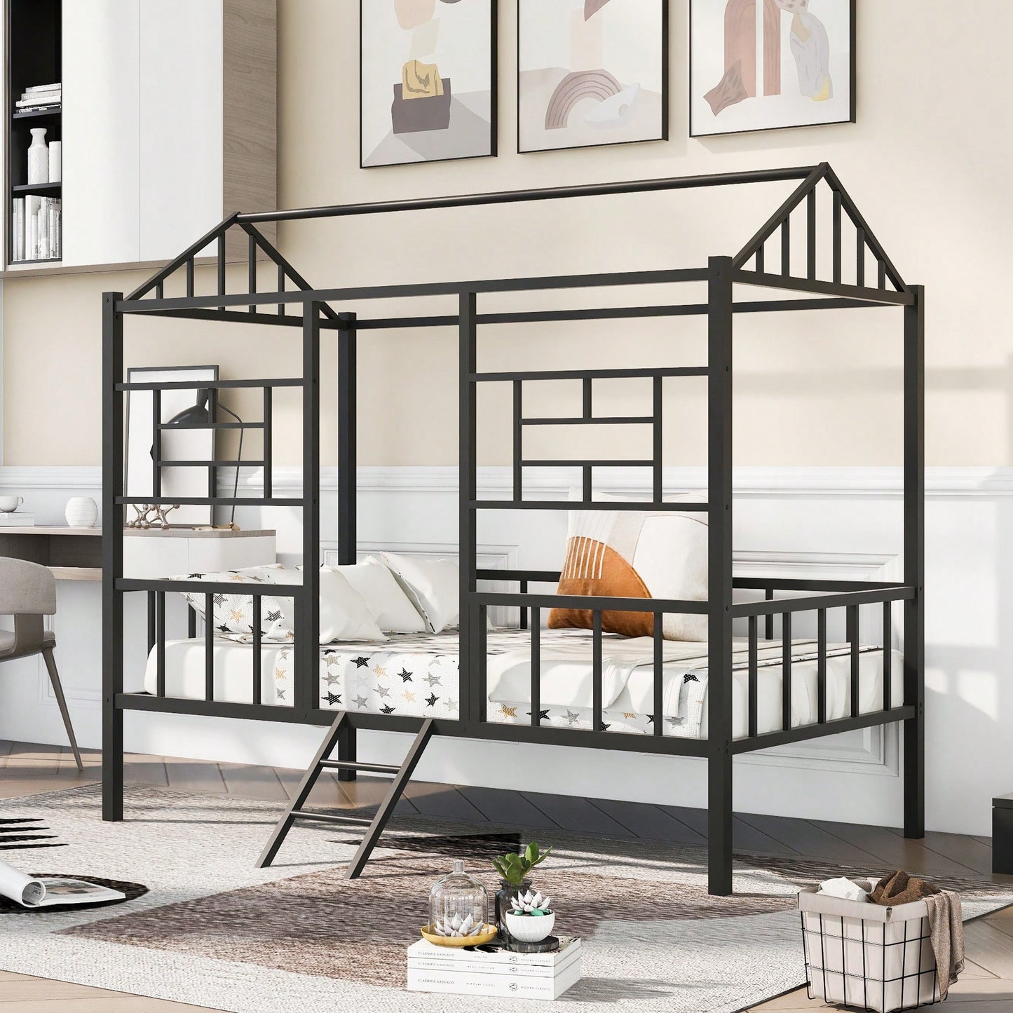 Twin Metal Bed Frame With Slatted Support No Box Spring Required White Finish