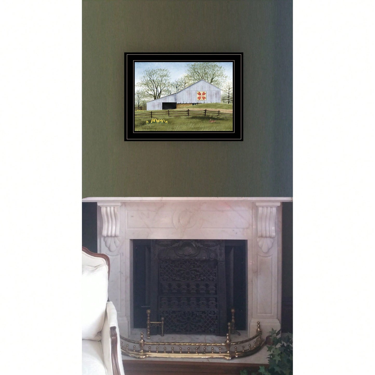Tulip Quilt Block Barn Framed Print With Black Frame For Home Decor