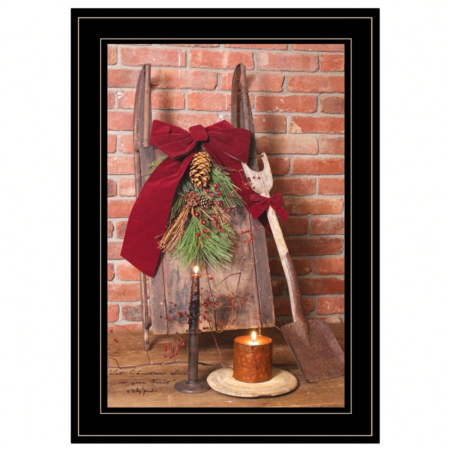 Christmas Spirit Framed Wall Art With Black Frame For Holiday Decor