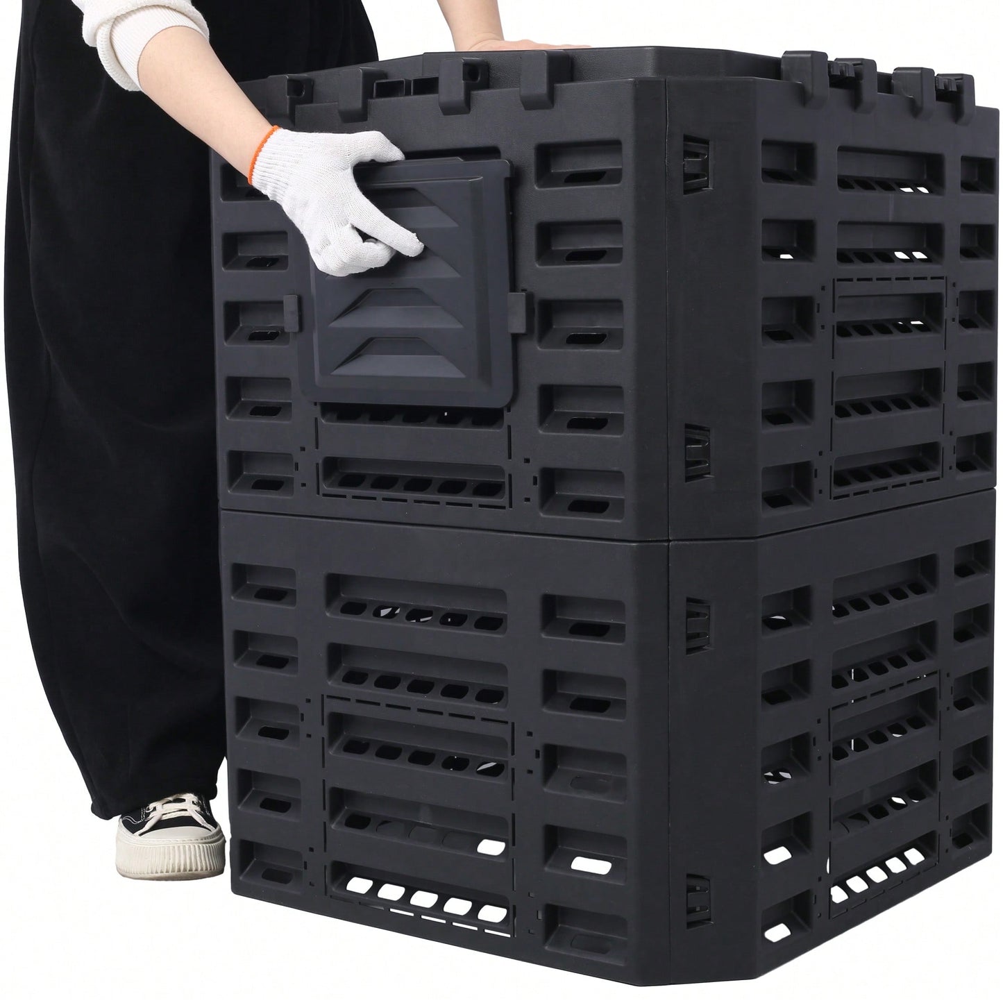 Large 90 Gallon Plastic Garden Composter Bin For Easy Assembly And Aerating Outdoor Composting