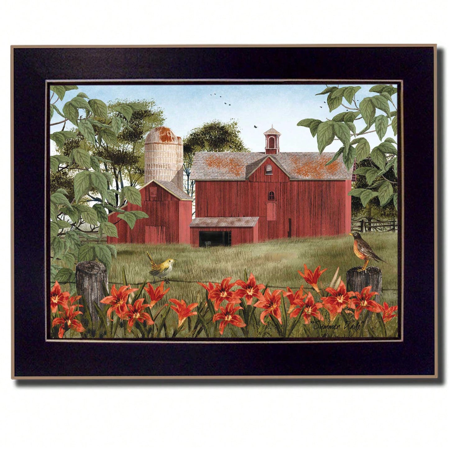 Framed Summer Days Wall Art Ready To Hang Black Frame Decor