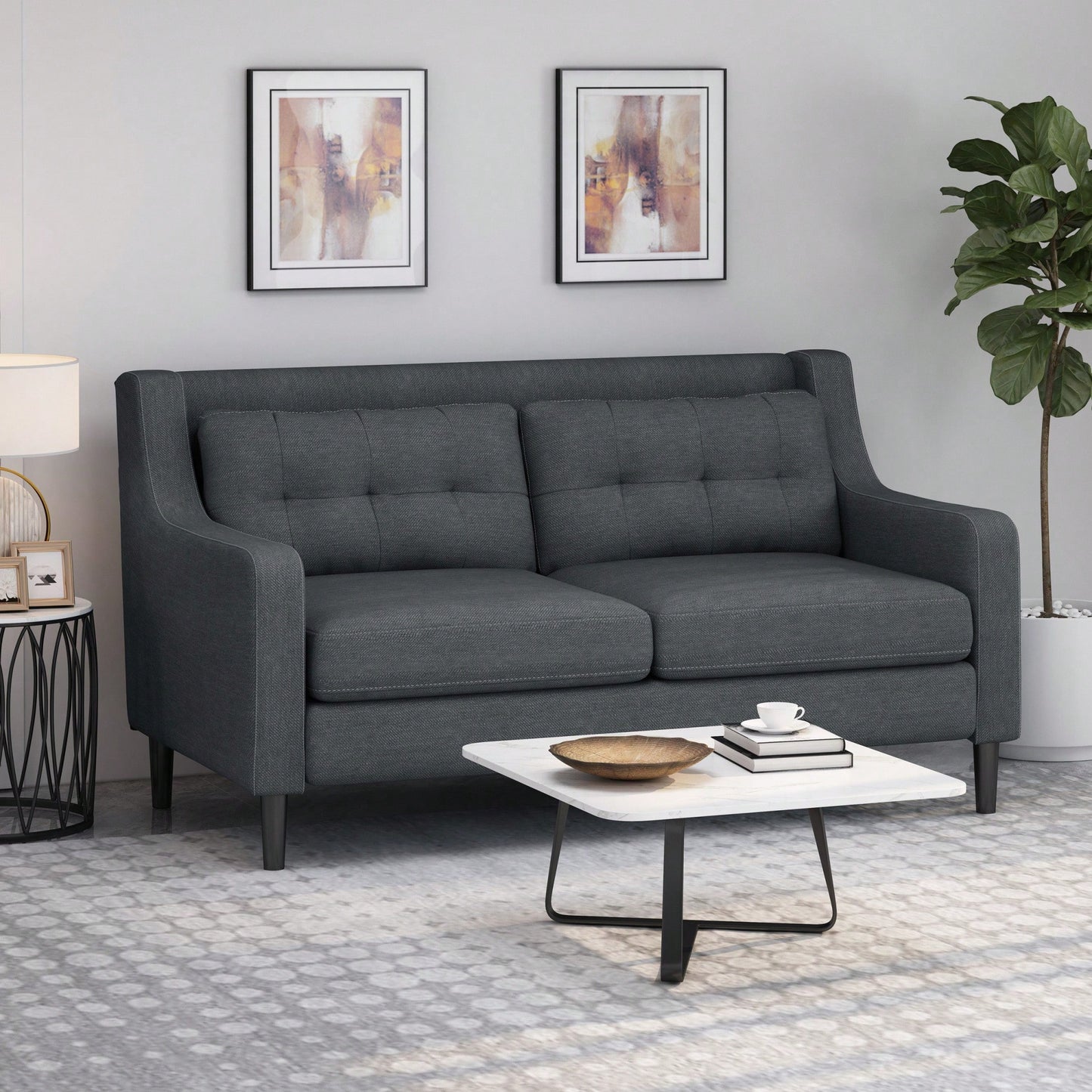Cozy Two-Seater Sofa For Living Room With Soft Cushions And Modern Design