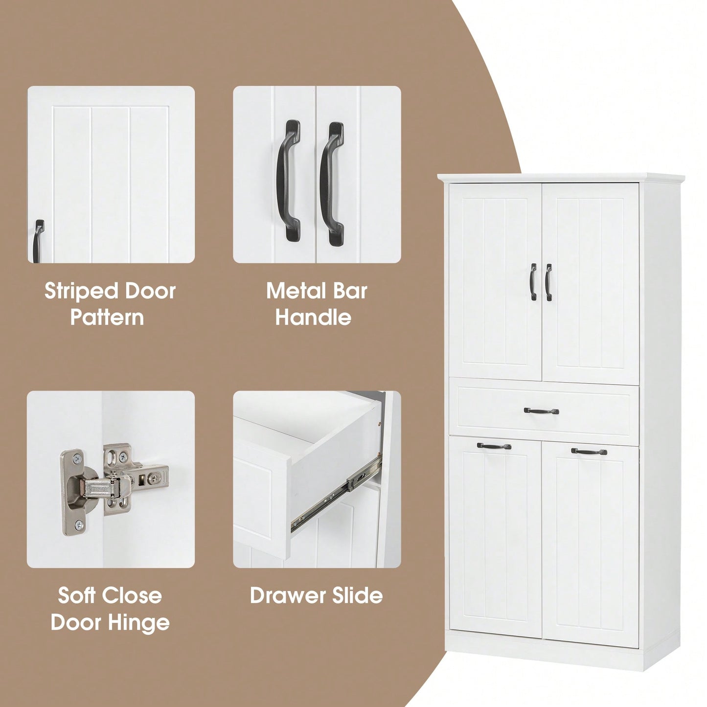 Stylish Bathroom Storage Cabinet With Dual Laundry Baskets And Versatile Doors And Drawer For Organized Home Spaces