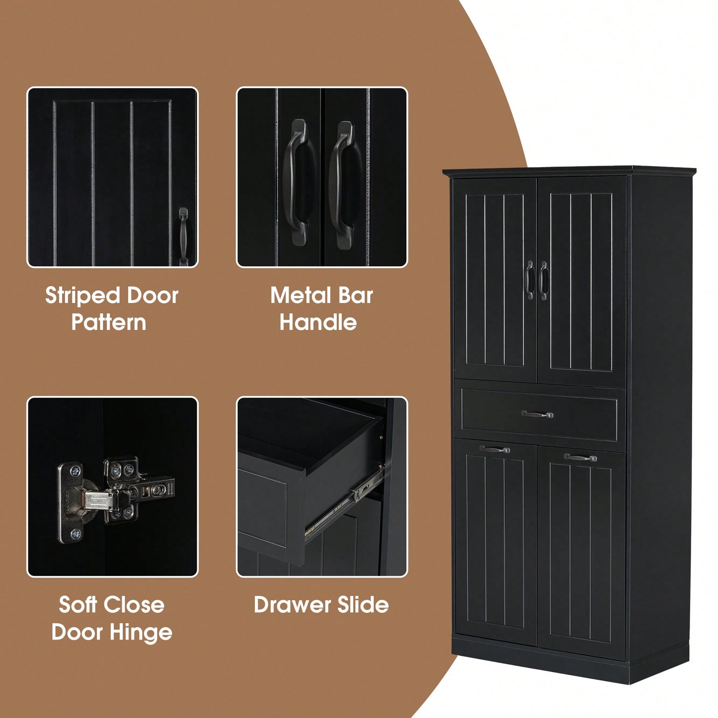Stylish Bathroom Storage Cabinet With Dual Laundry Baskets And Versatile Doors And Drawer For Organized Home Spaces