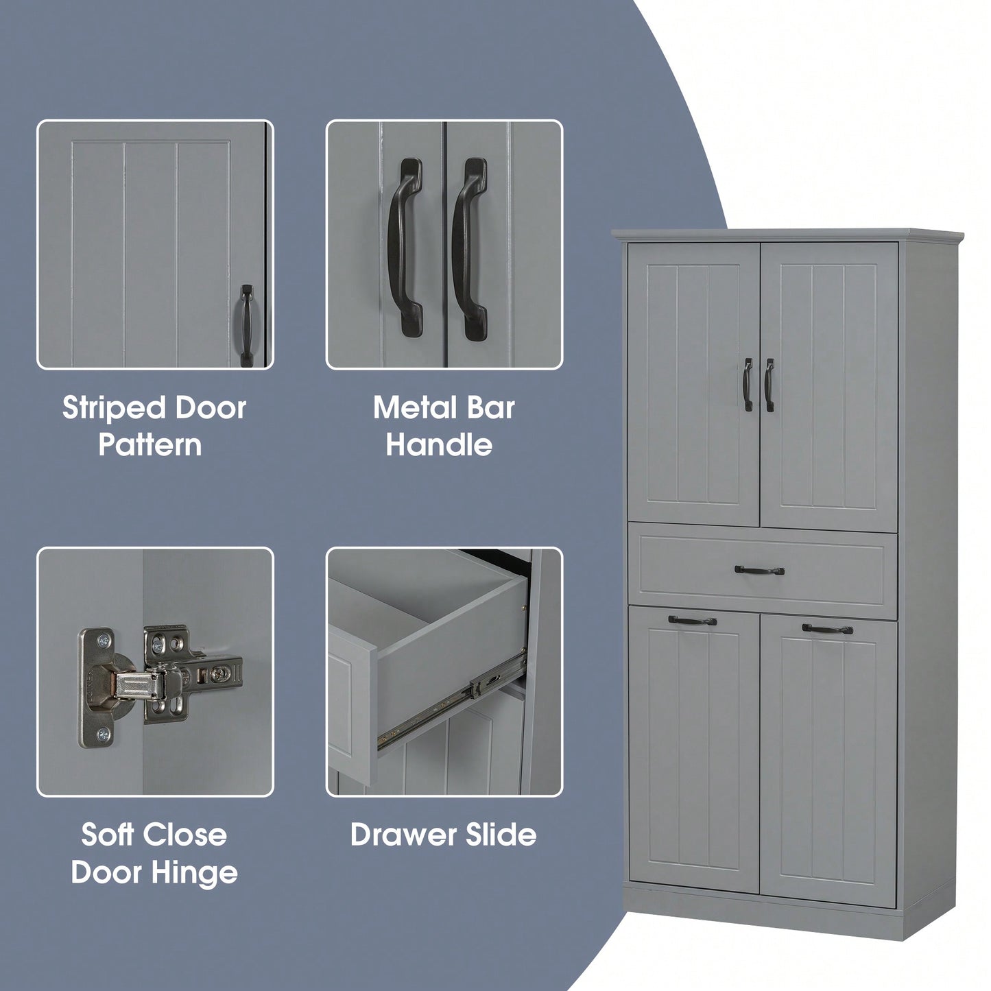 Stylish Bathroom Storage Cabinet With Dual Laundry Baskets And Versatile Doors And Drawer For Organized Home Spaces
