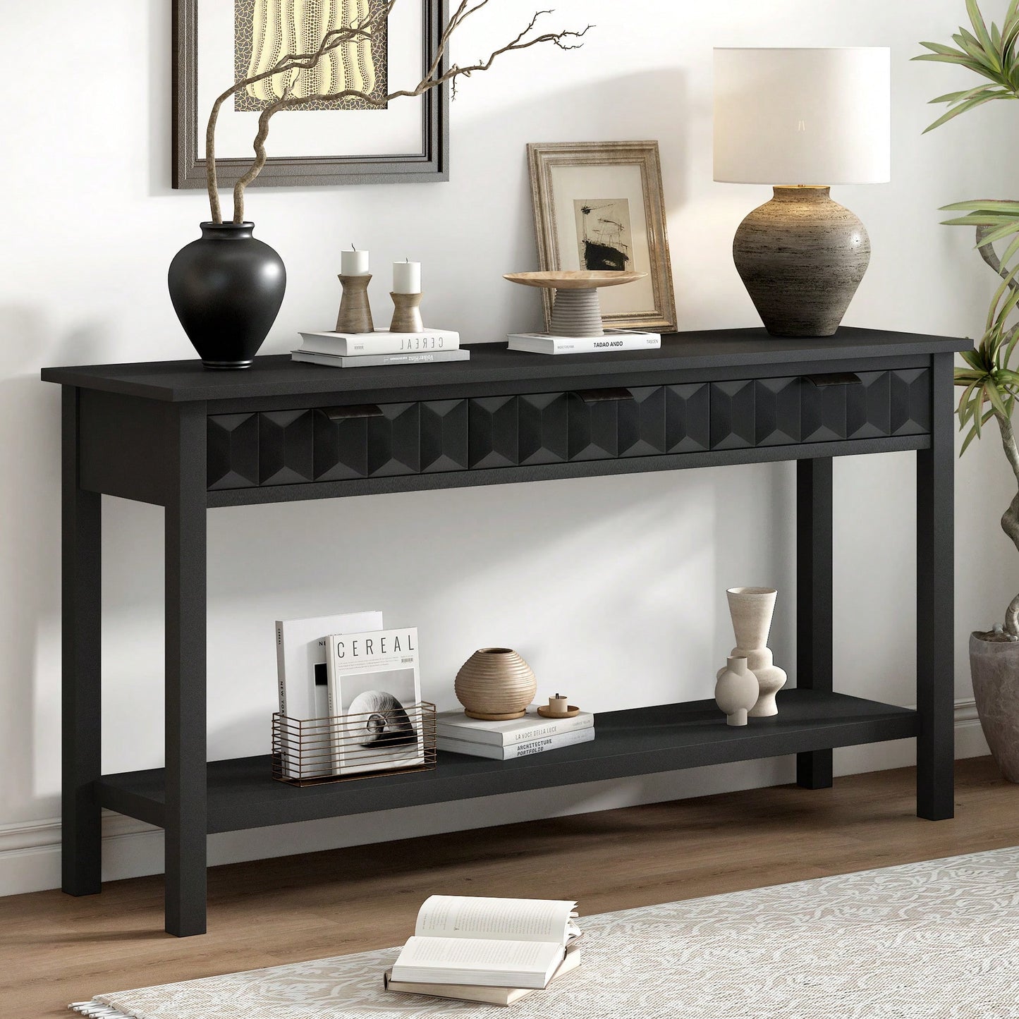 Modern Honeycomb Design Console Table For Entryway Living Room Study Foyer Hallway