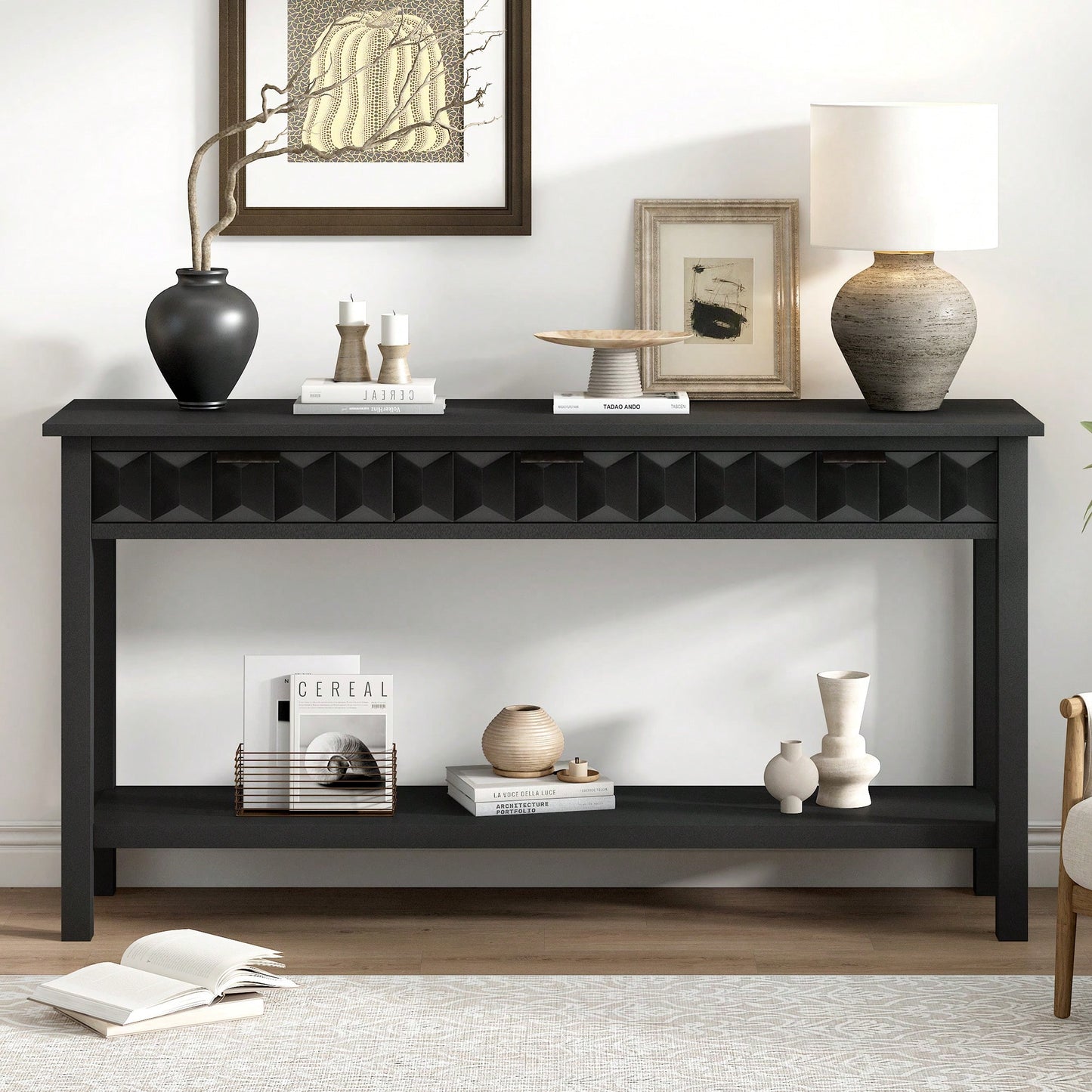 Modern Honeycomb Design Console Table For Entryway Living Room Study Foyer Hallway