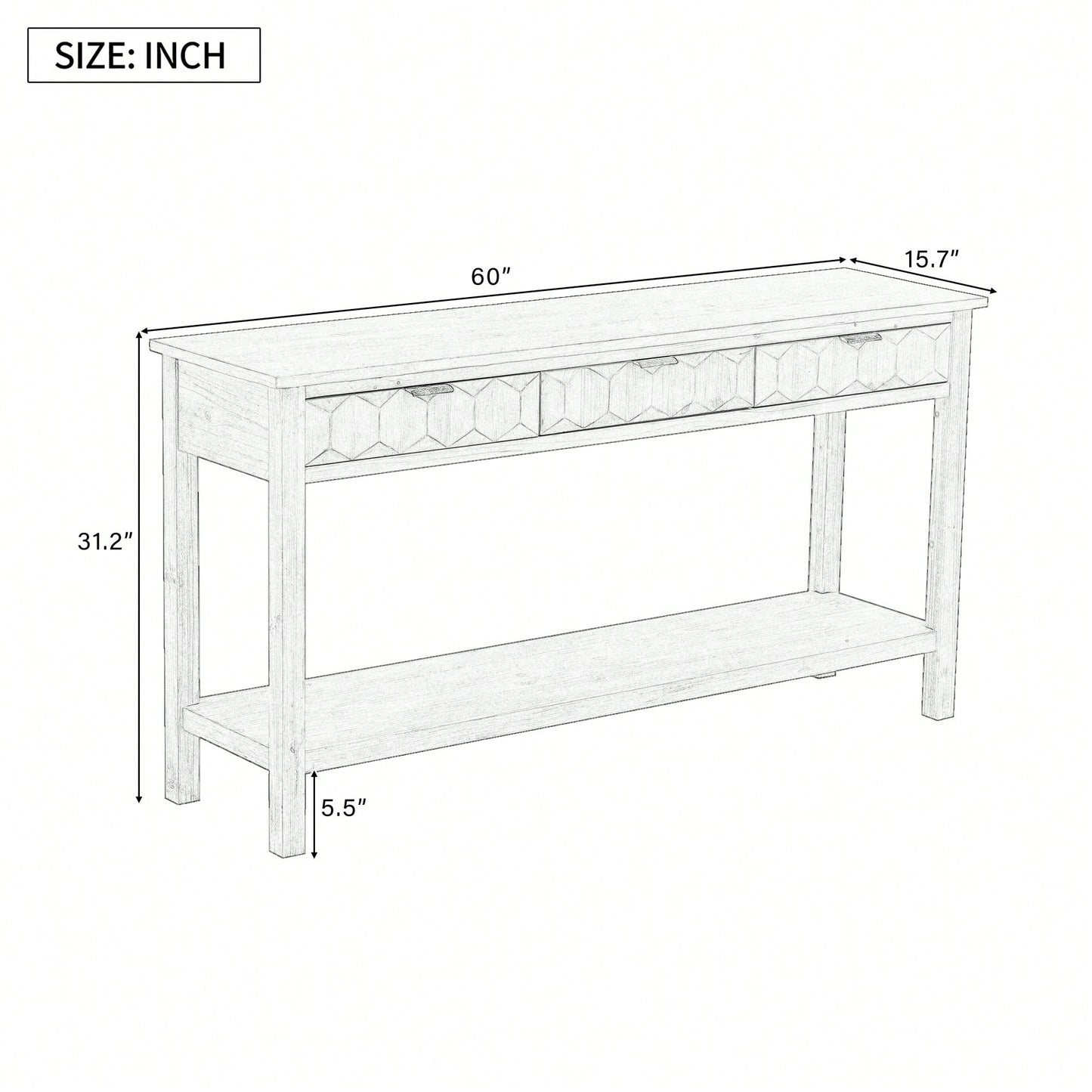 Modern Honeycomb Design Console Table For Entryway Living Room Study Foyer Hallway