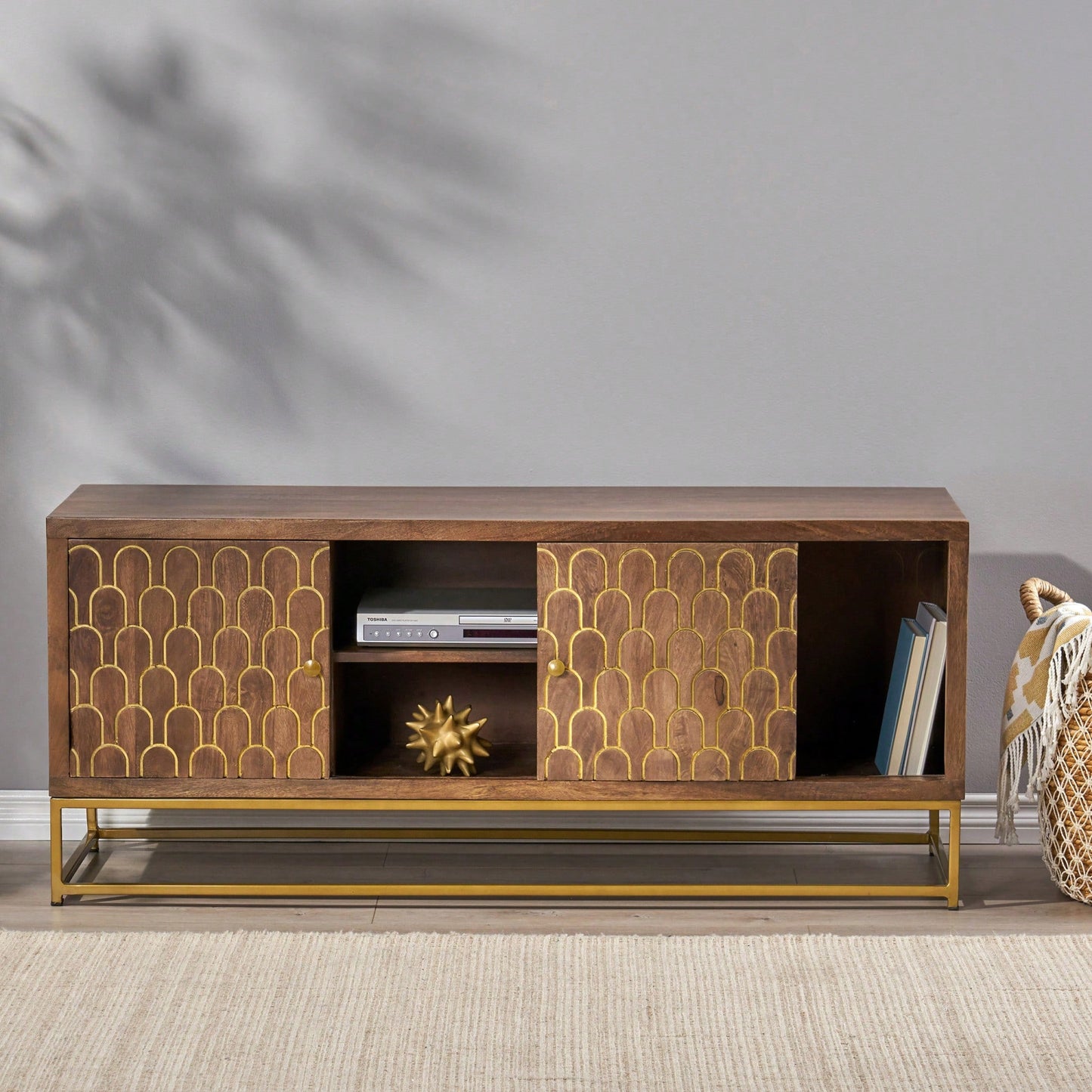 Modern Adjustable TV Stand With Storage Shelves For Living Room Entertainment Center