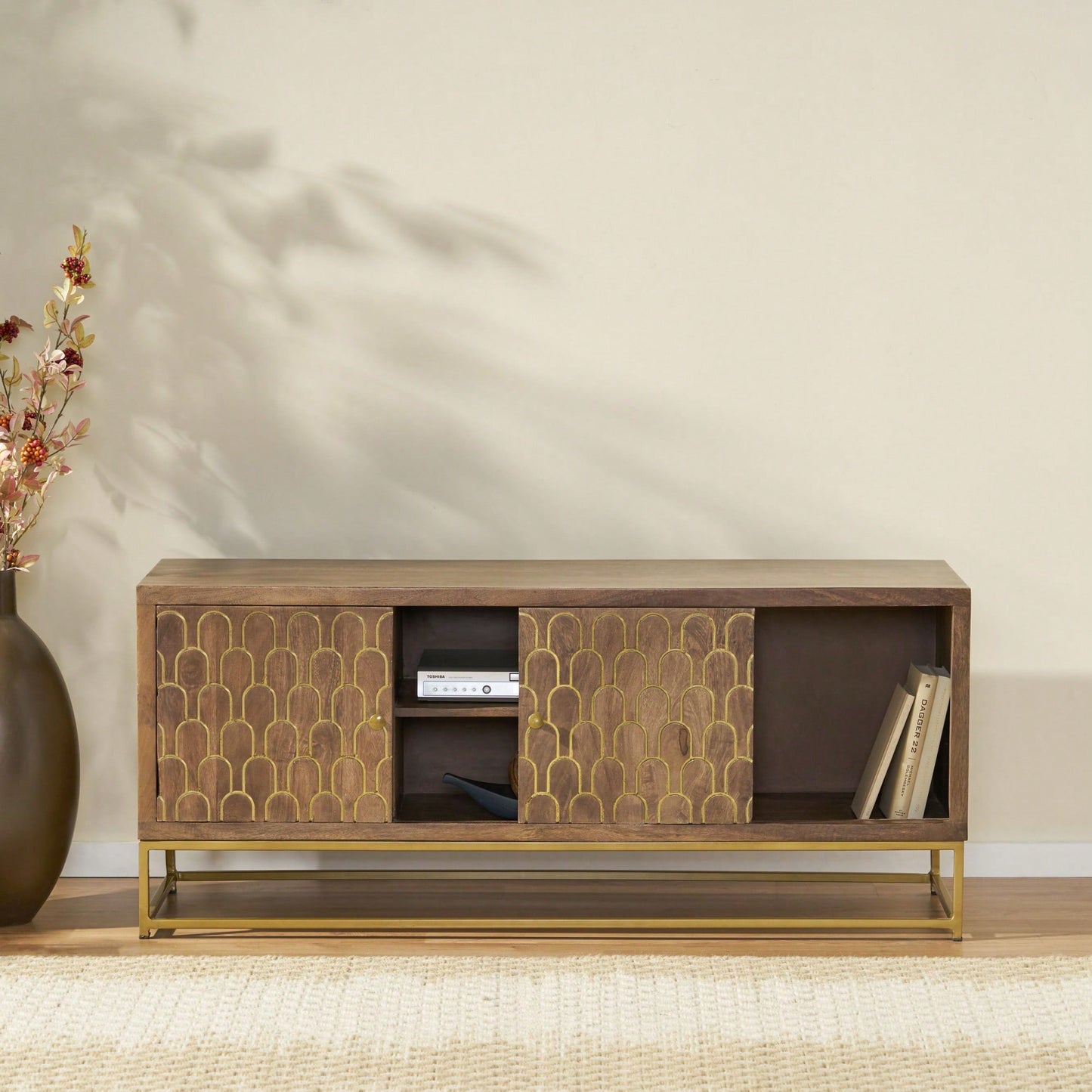 Modern Adjustable TV Stand With Storage Shelves For Living Room Entertainment Center