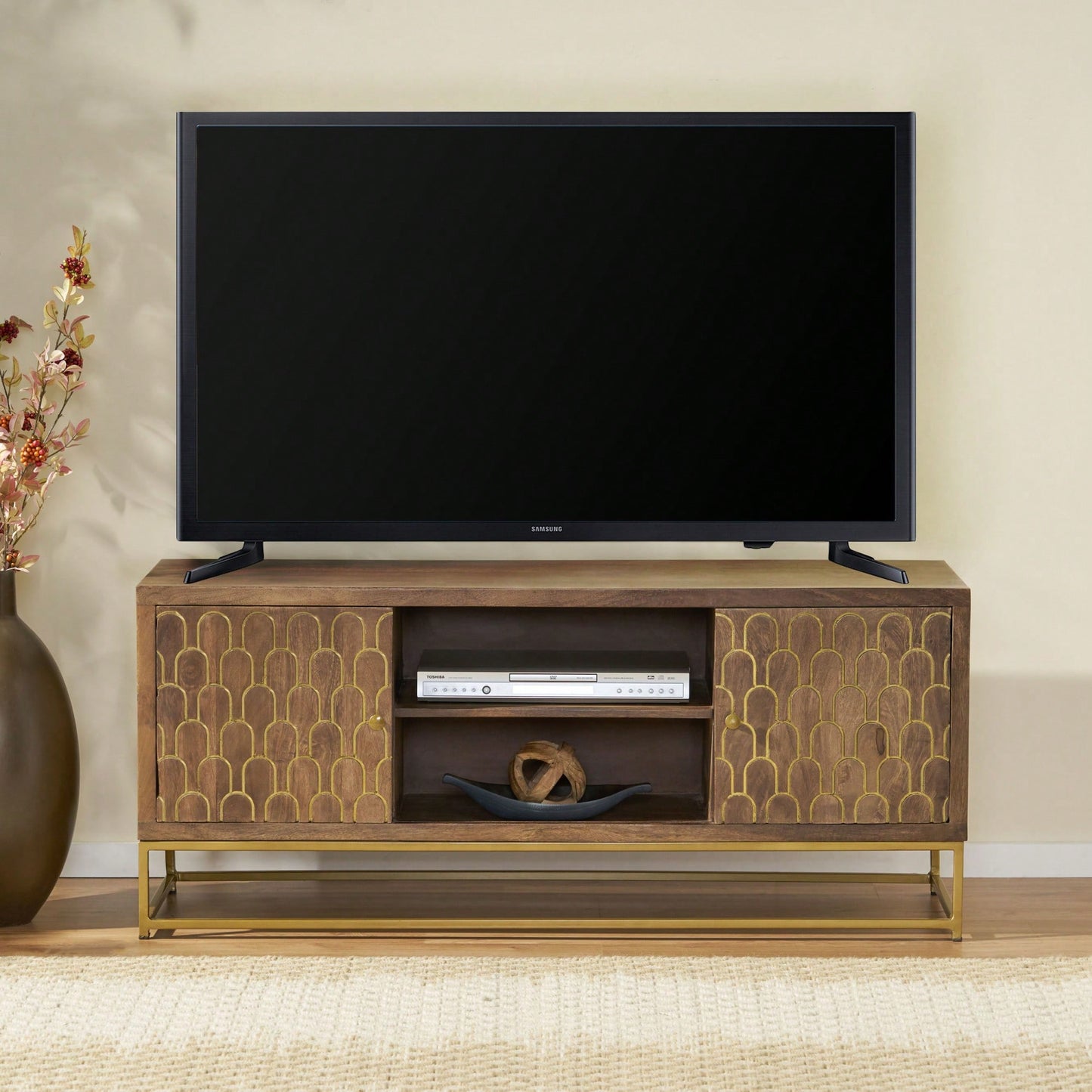 Modern Adjustable TV Stand With Storage Shelves For Living Room Entertainment Center