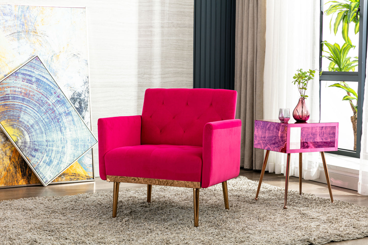 Accent Chair ,leisure single sofa with Rose Golden feet