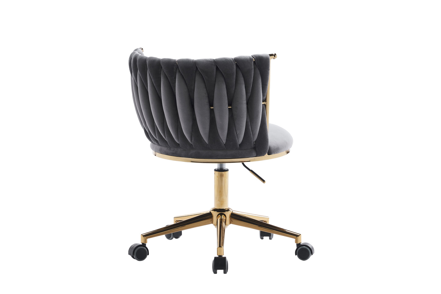Ergonomic Dark Grey Upholstered Office Desk Chair with Adjustable Swivel Wheels for Home and Study