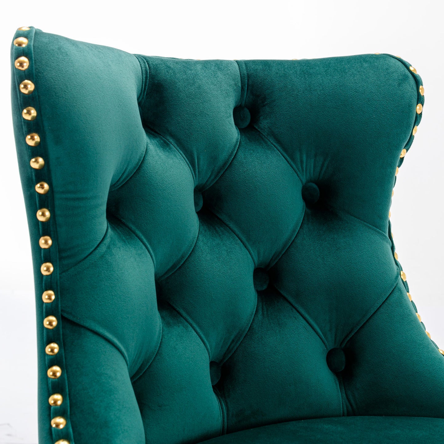 A&A Furniture,Golden Swivel Velvet Barstools Adjusatble Seat Height from 25-33 Inch, Modern Upholstered Bar Stools with Backs Comfortable Tufted for Home Pub and Kitchen Island(Green,Set of 2)