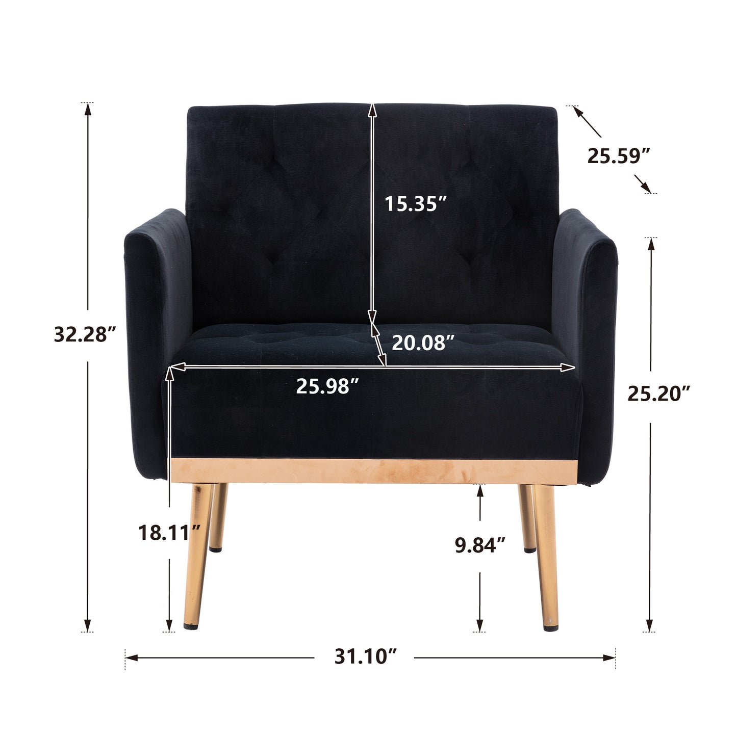 Accent Chair ,leisure single sofa with Rose Golden feet