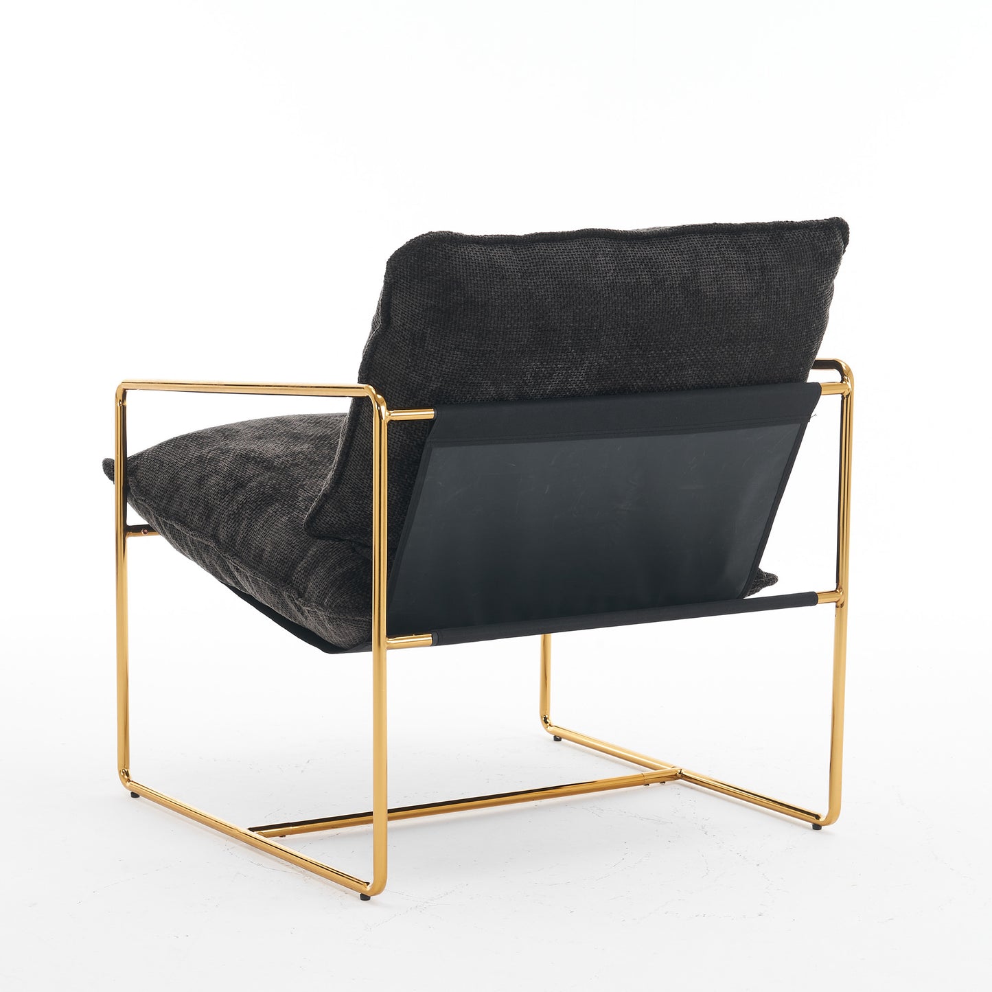 Dual Armchair Set in One Box Upholstered Hanging Chairs with Arm Pockets Metal Frame Dark Gray Crushed Foam Cushions for Living Room Bedroom