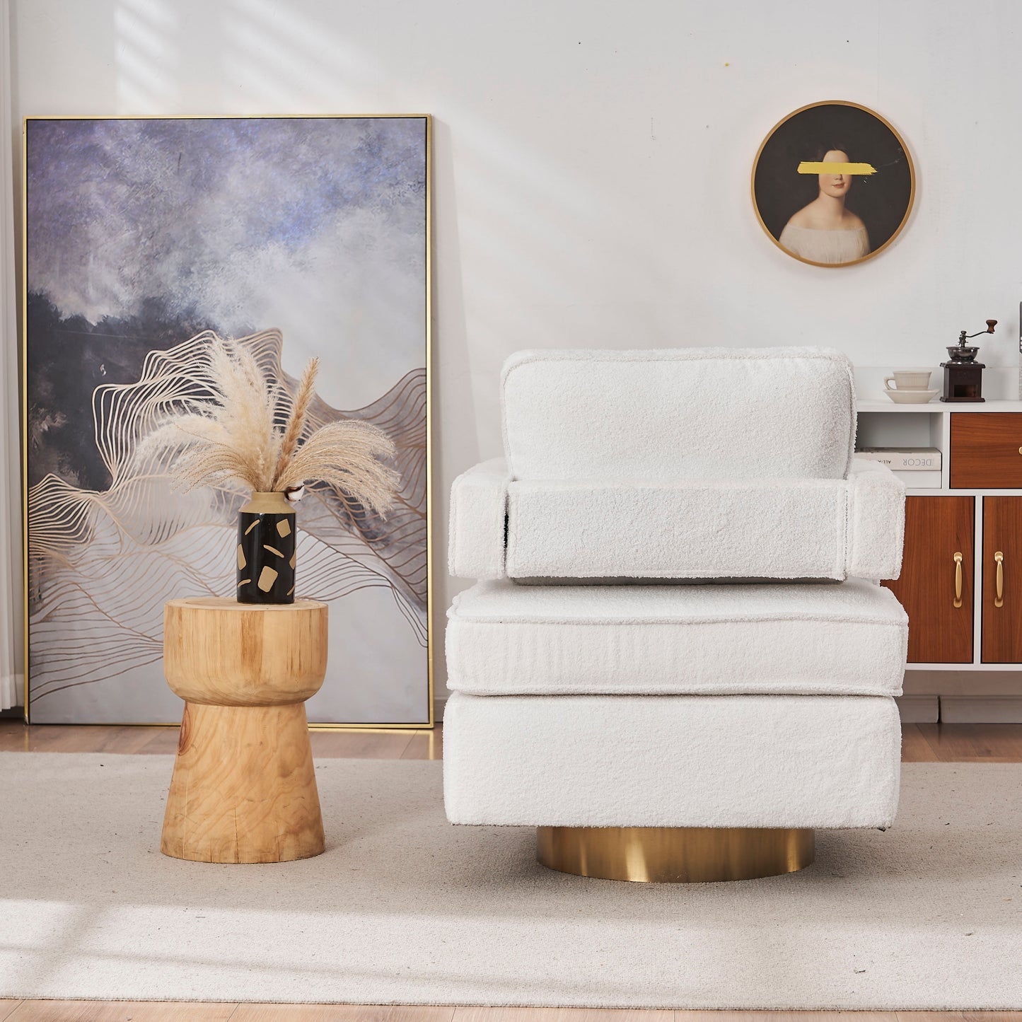 Modern 360 Degree Swivel Barrel Chair for Living Room Accent Small Armchair for Nursery Office Bedroom Hotel