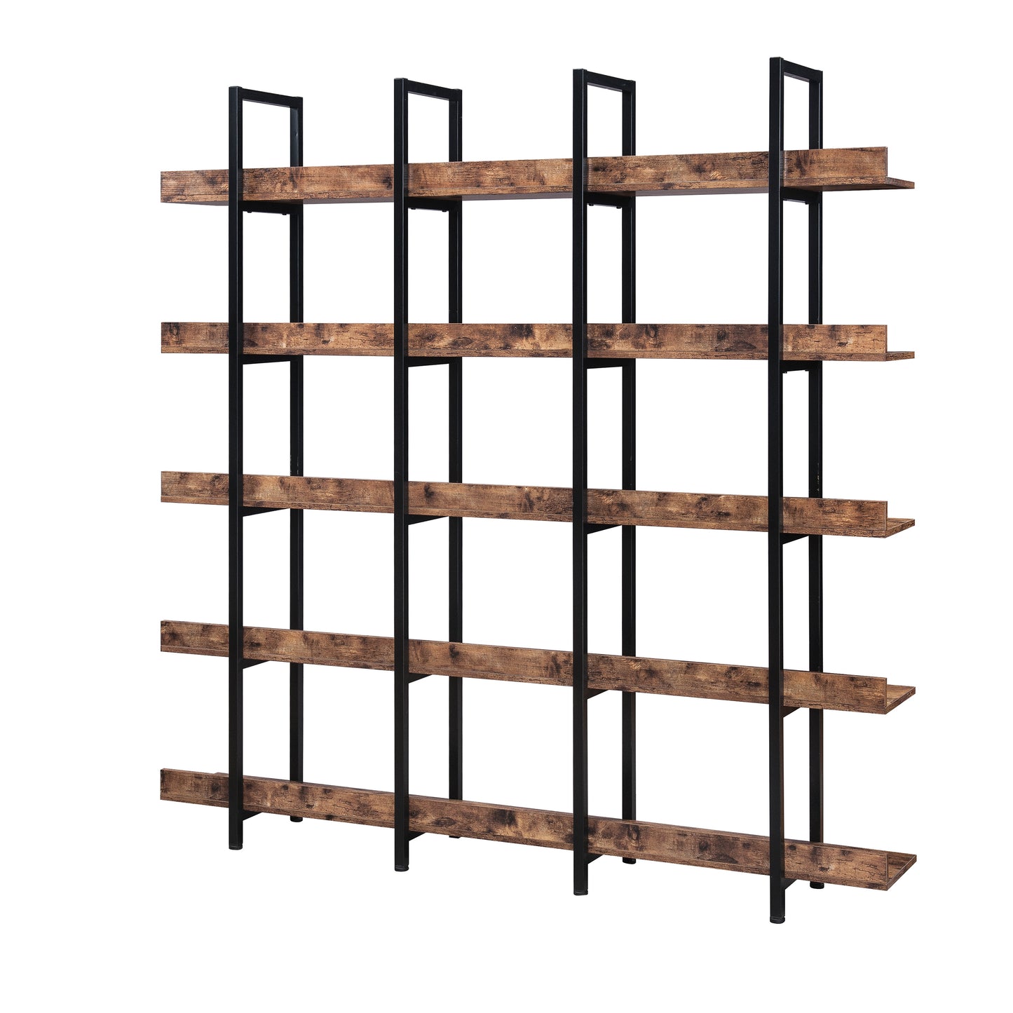 5 Tier Open Bookshelf Vintage Industrial Style Metal Frame MDF Board Home Office Storage Shelf