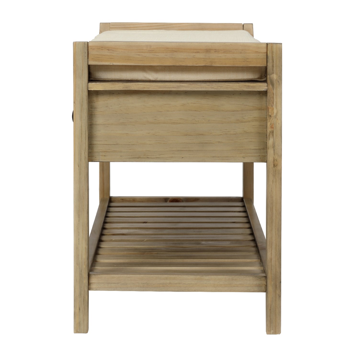 Shoe Rack with Cushioned Seat and Drawers Multipurpose Entryway Storage Bench Gray Wash