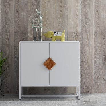 Solid Wood Square Handle 2 Doors Sideboard