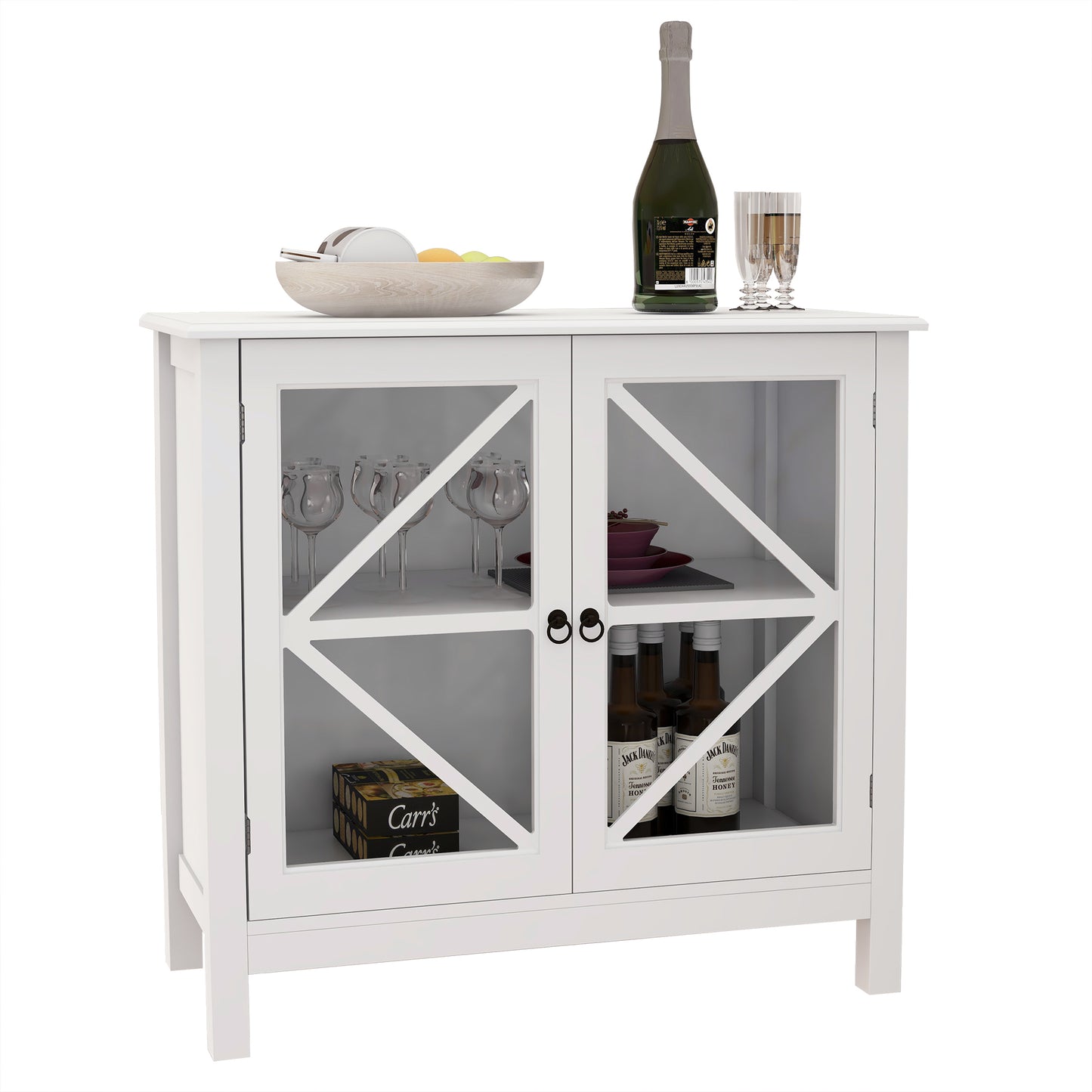 Kitchen Cabinet with Double Glass Doors