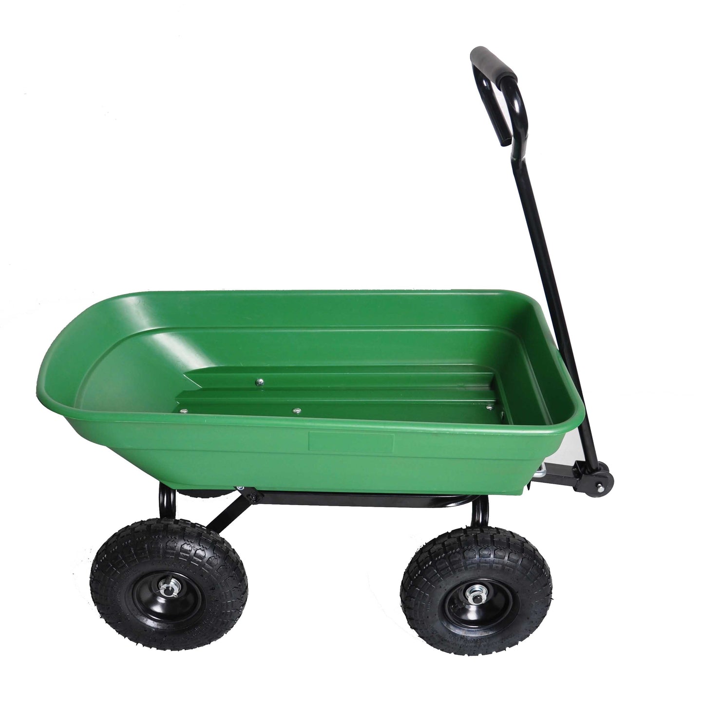 Folding Garden Dump Truck with Steel Frame 10 Inches Pneumatic Tire 300 lb Capacity Green
