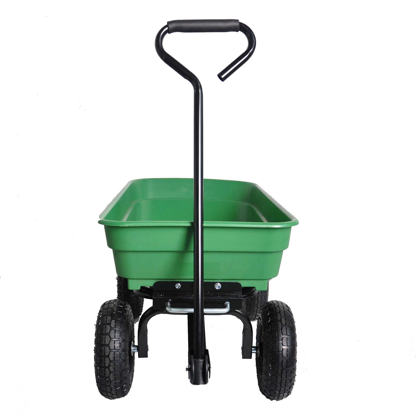 Folding Garden Dump Truck with Steel Frame 10 Inches Pneumatic Tire 300 lb Capacity Green