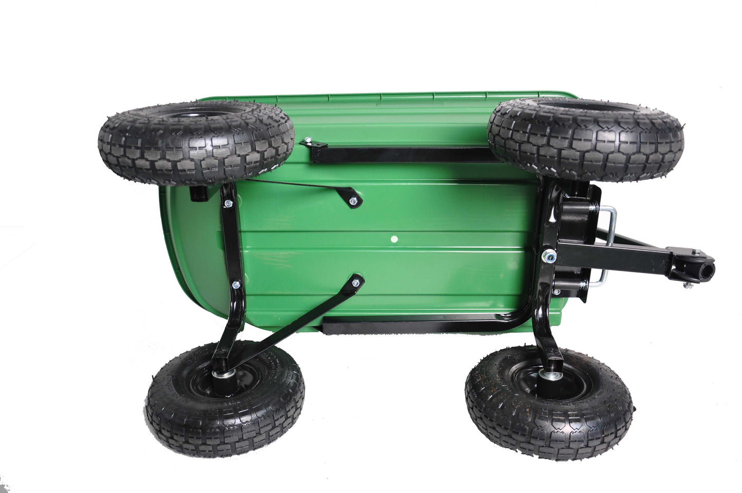 Folding Garden Dump Truck with Steel Frame 10 Inches Pneumatic Tire 300 lb Capacity Green