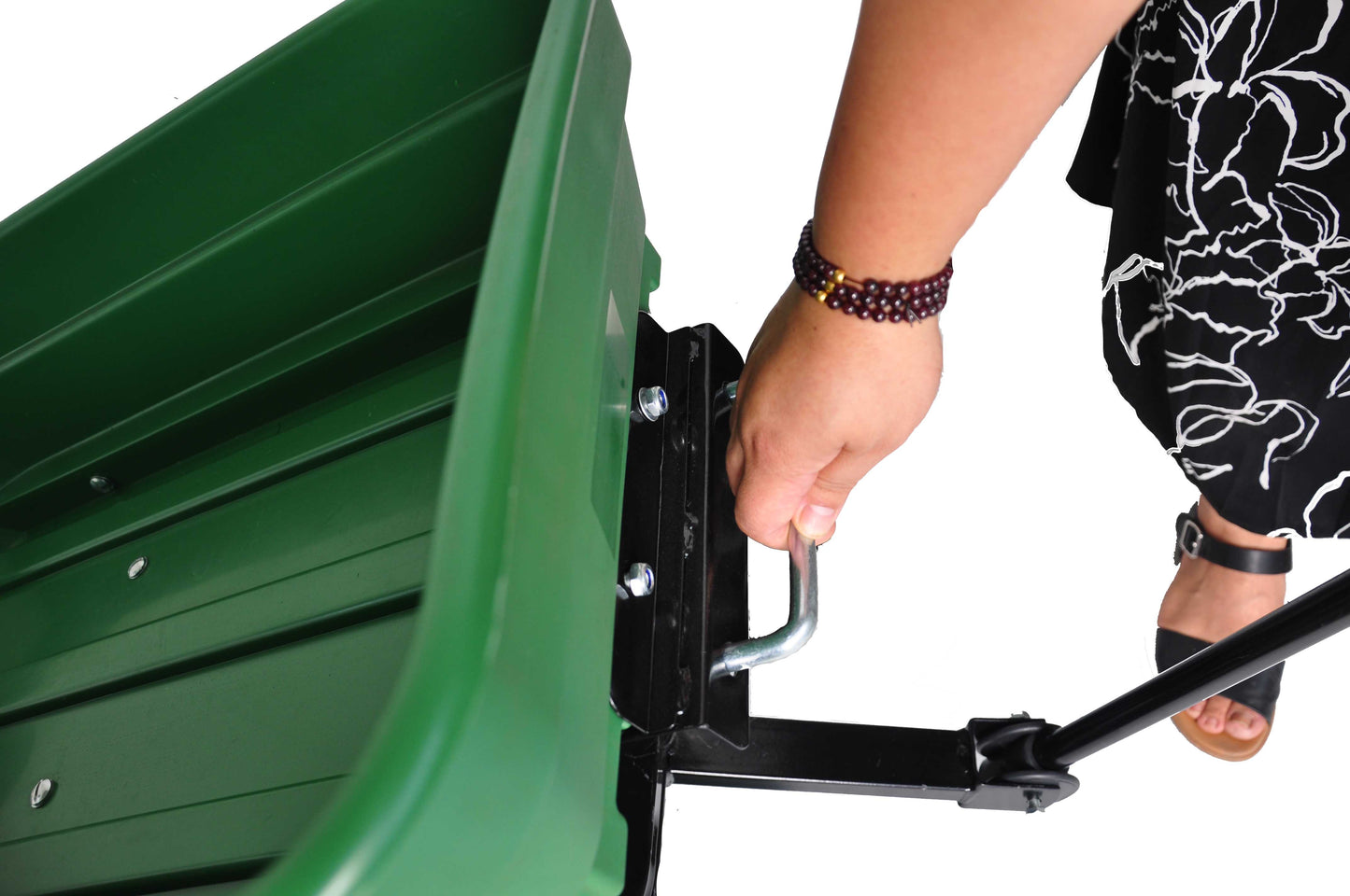 Folding Garden Dump Truck with Steel Frame 10 Inches Pneumatic Tire 300 lb Capacity Green