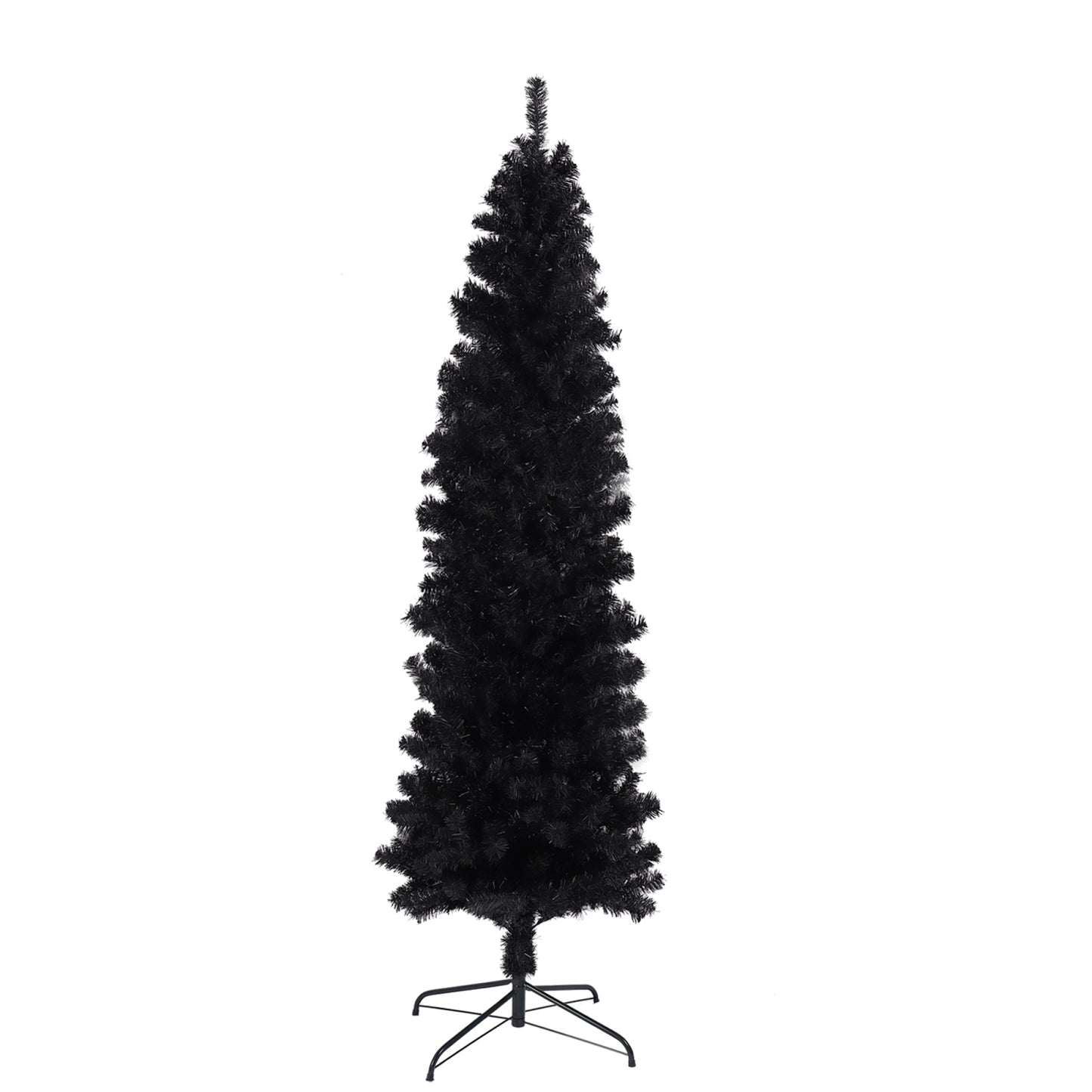 7.5FT Black Slim Artificial Christmas Tree with Foldable Metal Stand - Perfect for Holiday Décor, Space-Saving Design