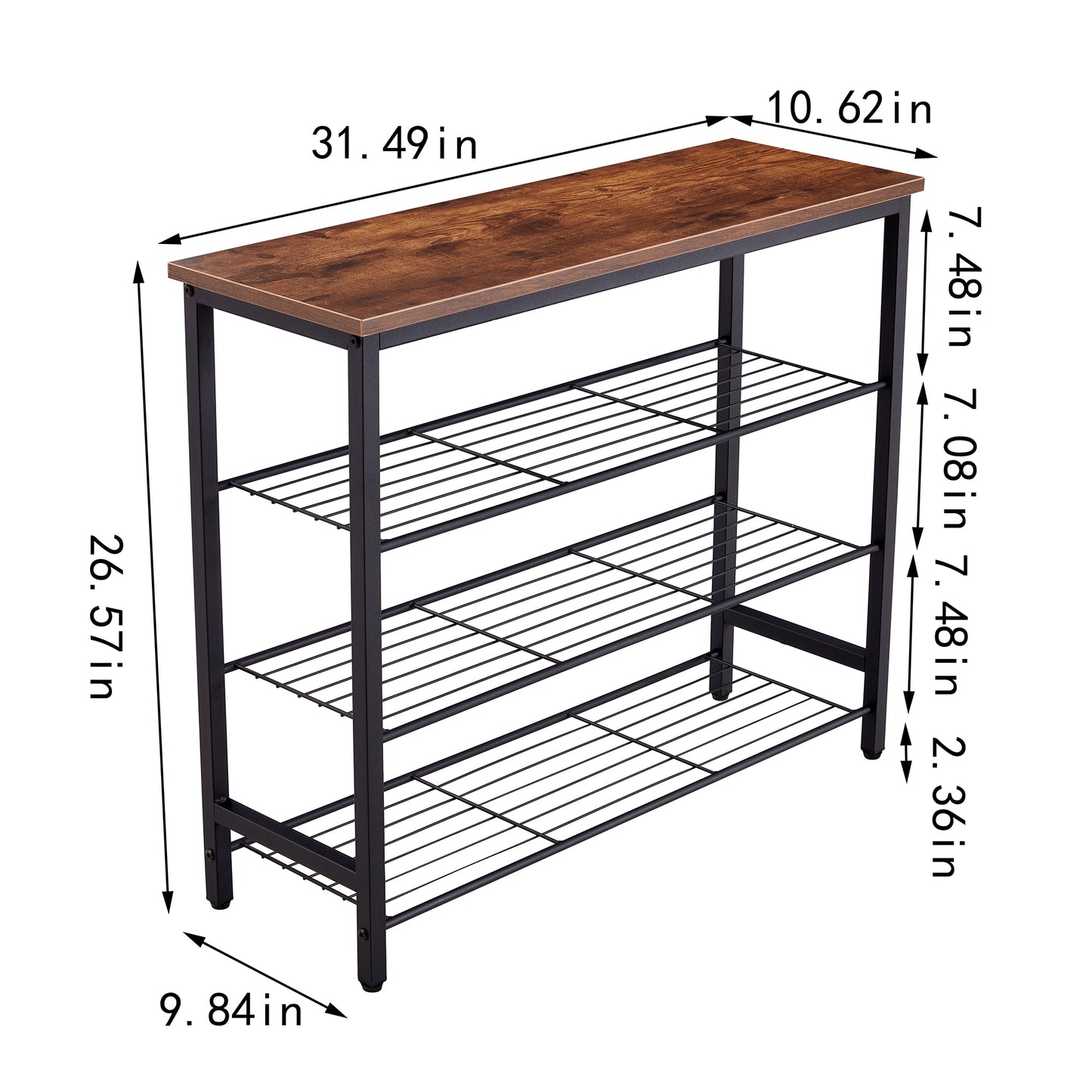 4-Tier Metal Shoe Rack - Modern Multifunctional Storage Shelf with MDF Top Board, Space-Saving Organizer for Home or Office