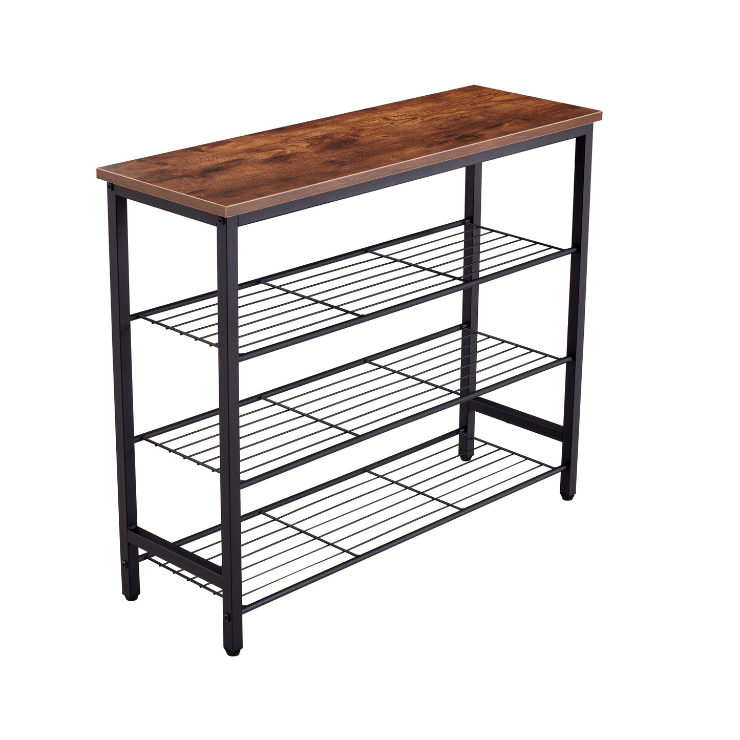 4-Tier Metal Shoe Rack - Modern Multifunctional Storage Shelf with MDF Top Board, Space-Saving Organizer for Home or Office
