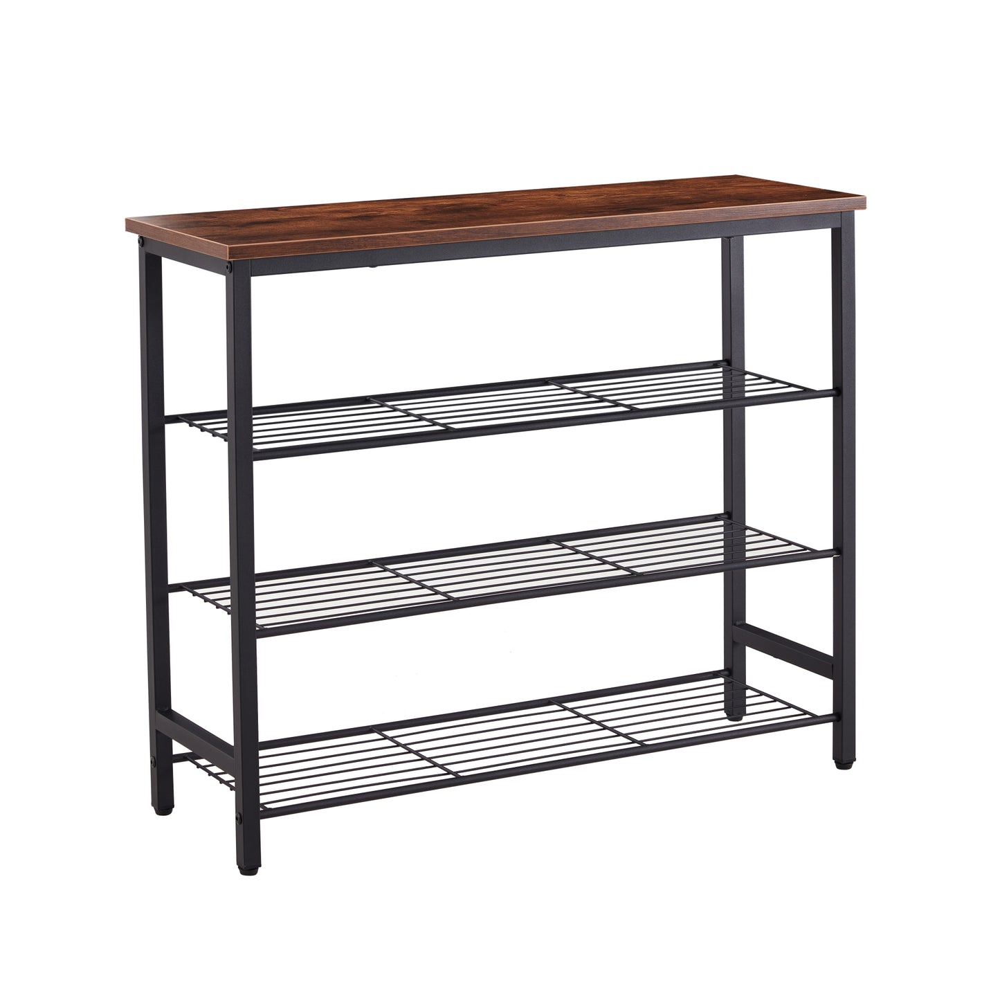 4-Tier Metal Shoe Rack - Modern Multifunctional Storage Shelf with MDF Top Board, Space-Saving Organizer for Home or Office