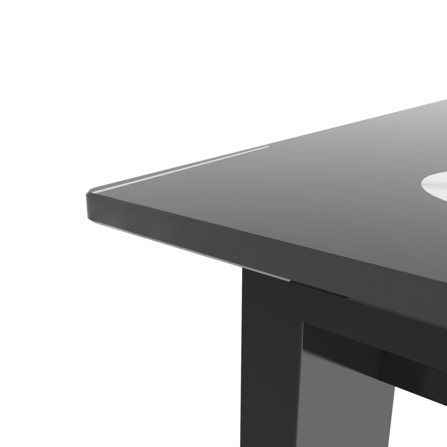 Modern Tempered Glass Dining Table with Rectangular Metal Legs - Stylish Table for Living Room & Kitchen, Black Finish