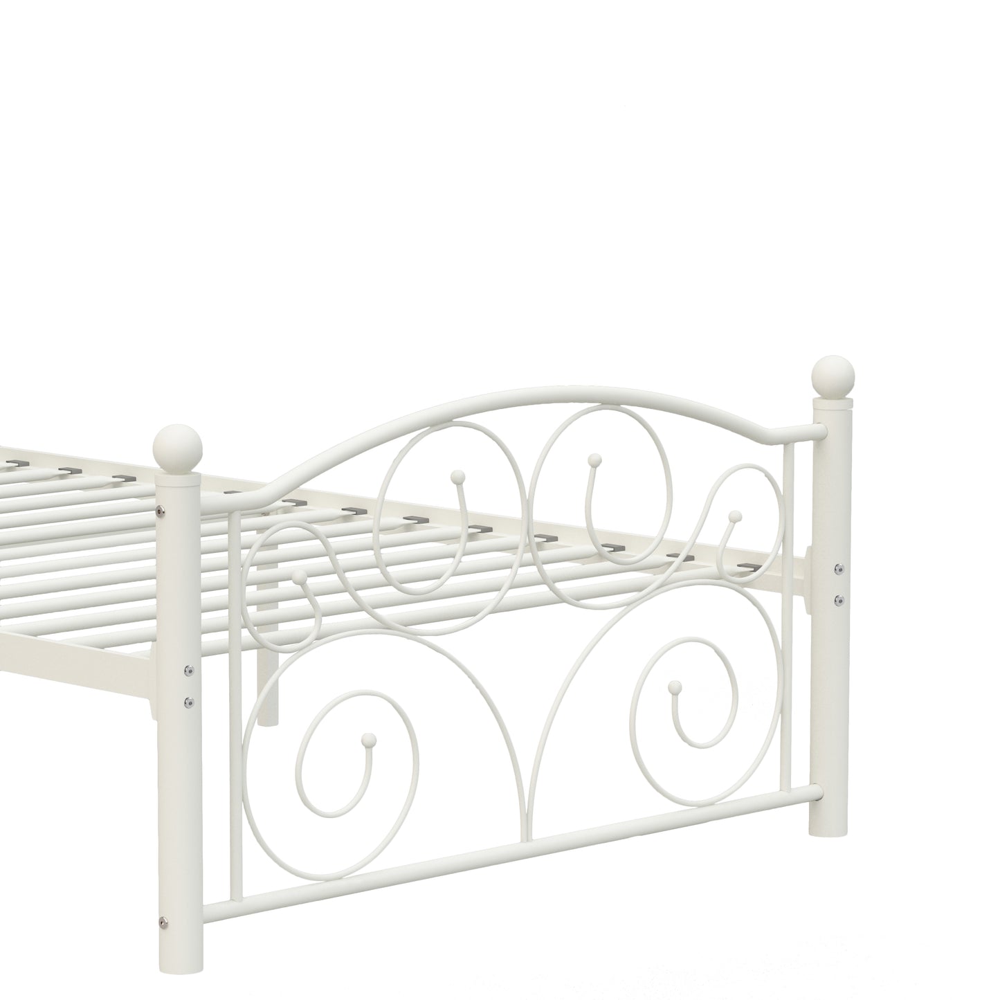 Twin Size Flower Sturdy Metal Bed Frame with Headboard and Footboard