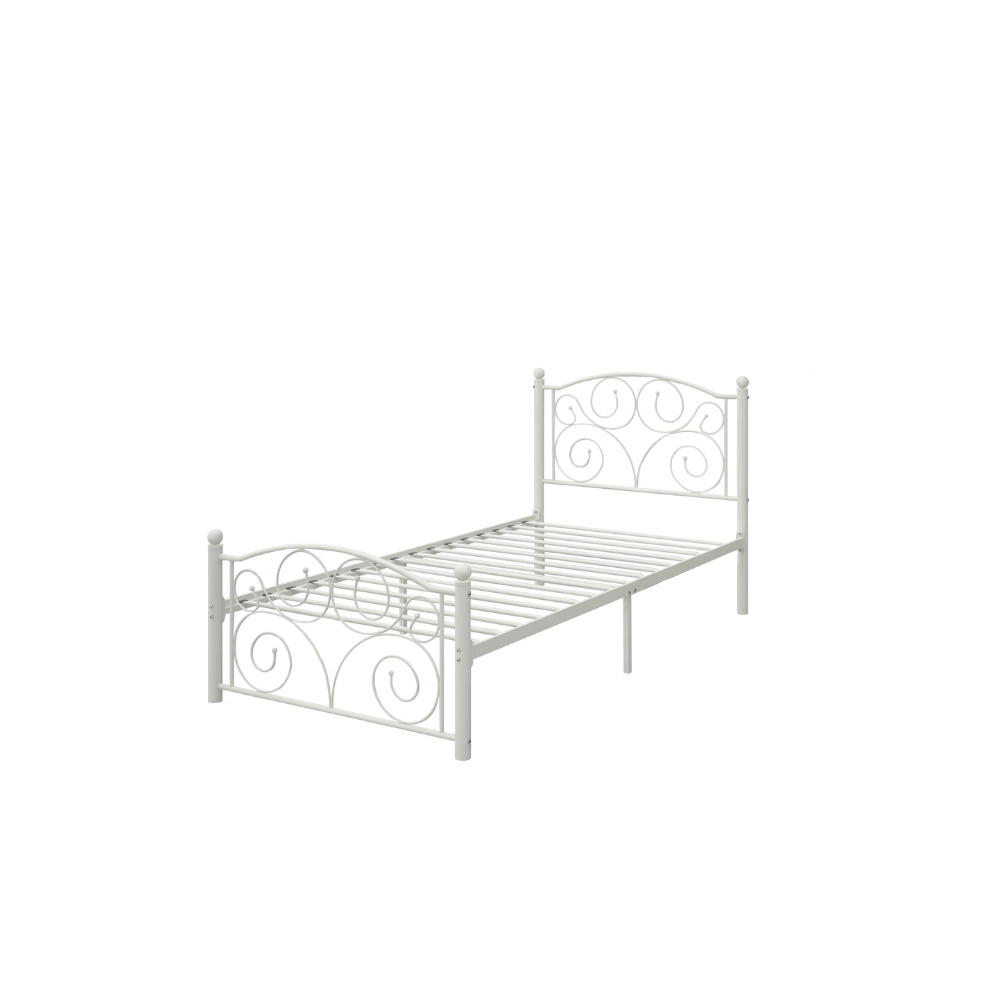 Twin Size Flower Sturdy Metal Bed Frame with Headboard and Footboard
