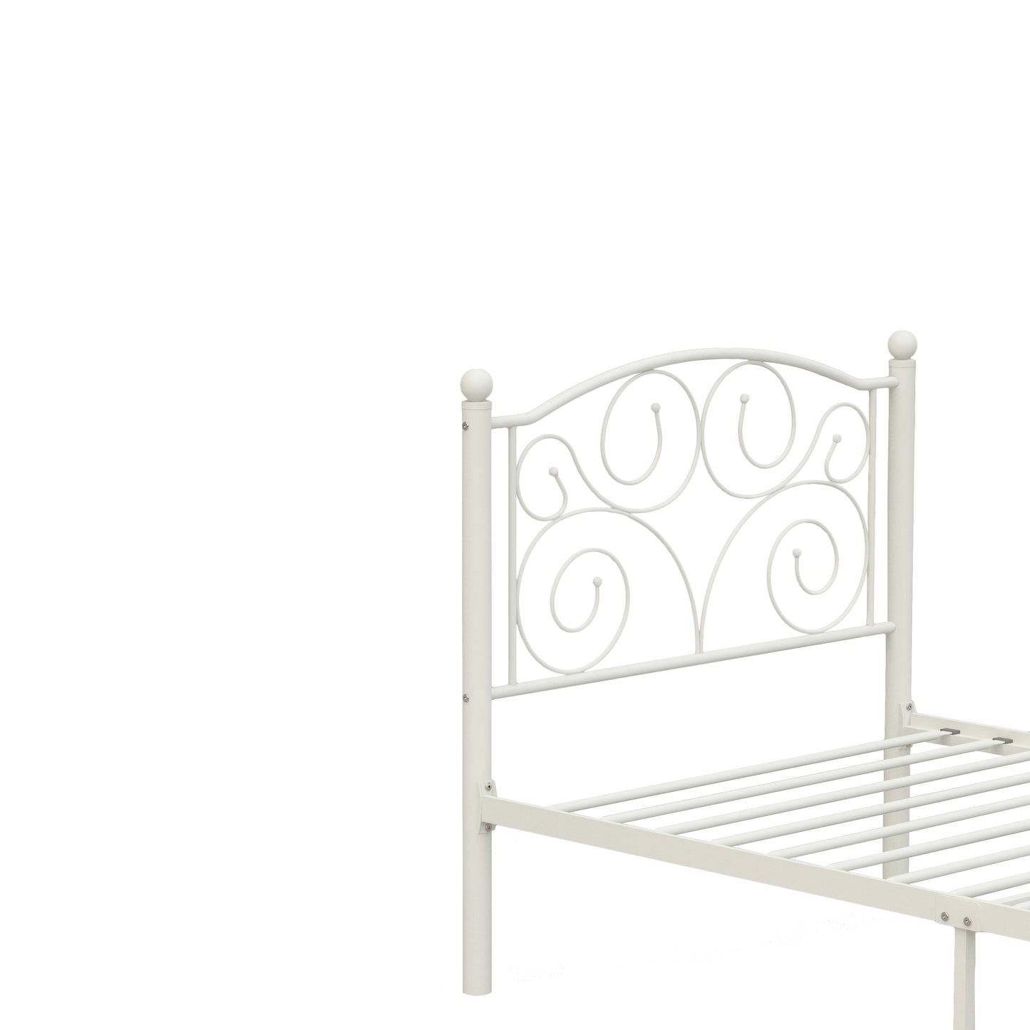 Twin Size Flower Sturdy Metal Bed Frame with Headboard and Footboard