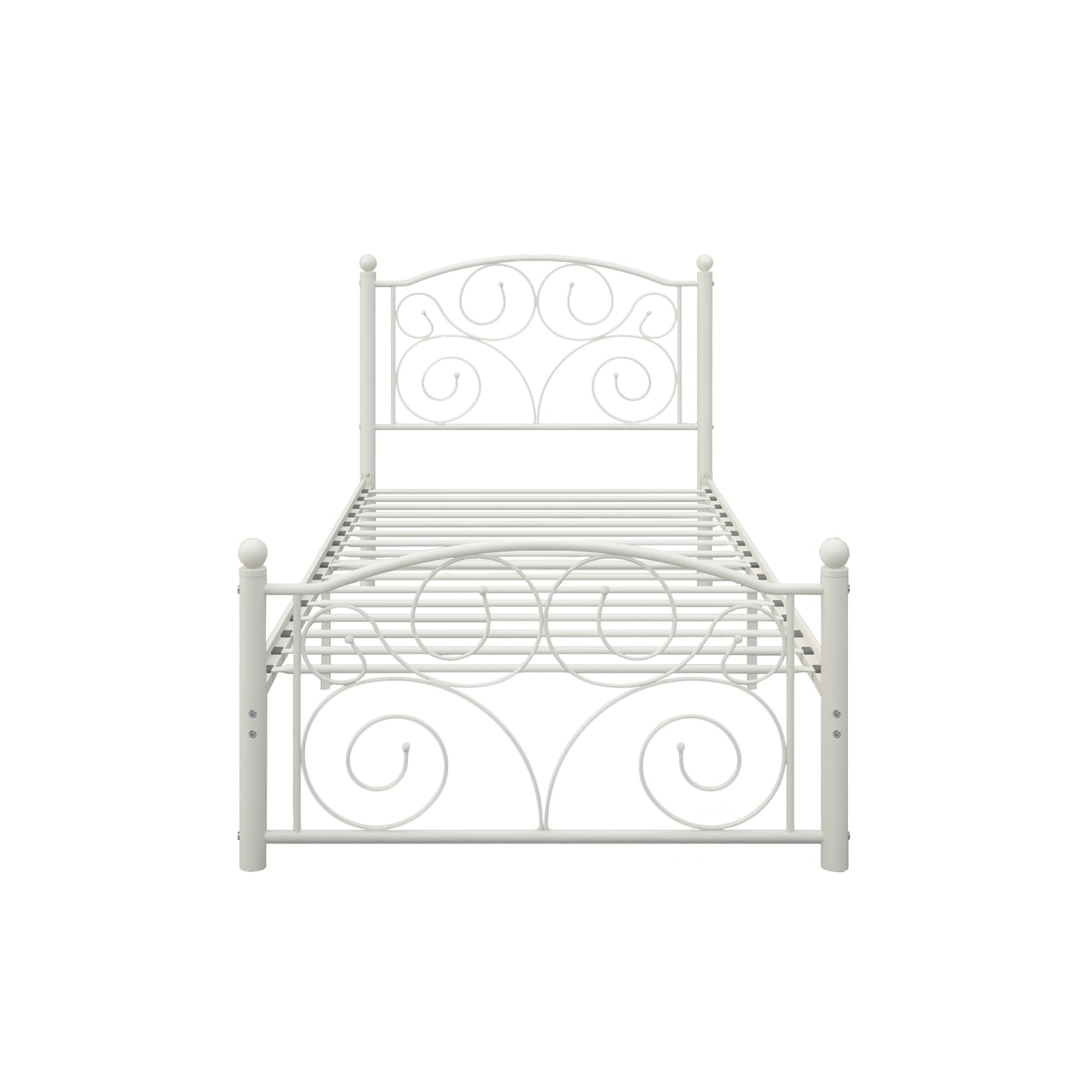 Twin Size Flower Sturdy Metal Bed Frame with Headboard and Footboard