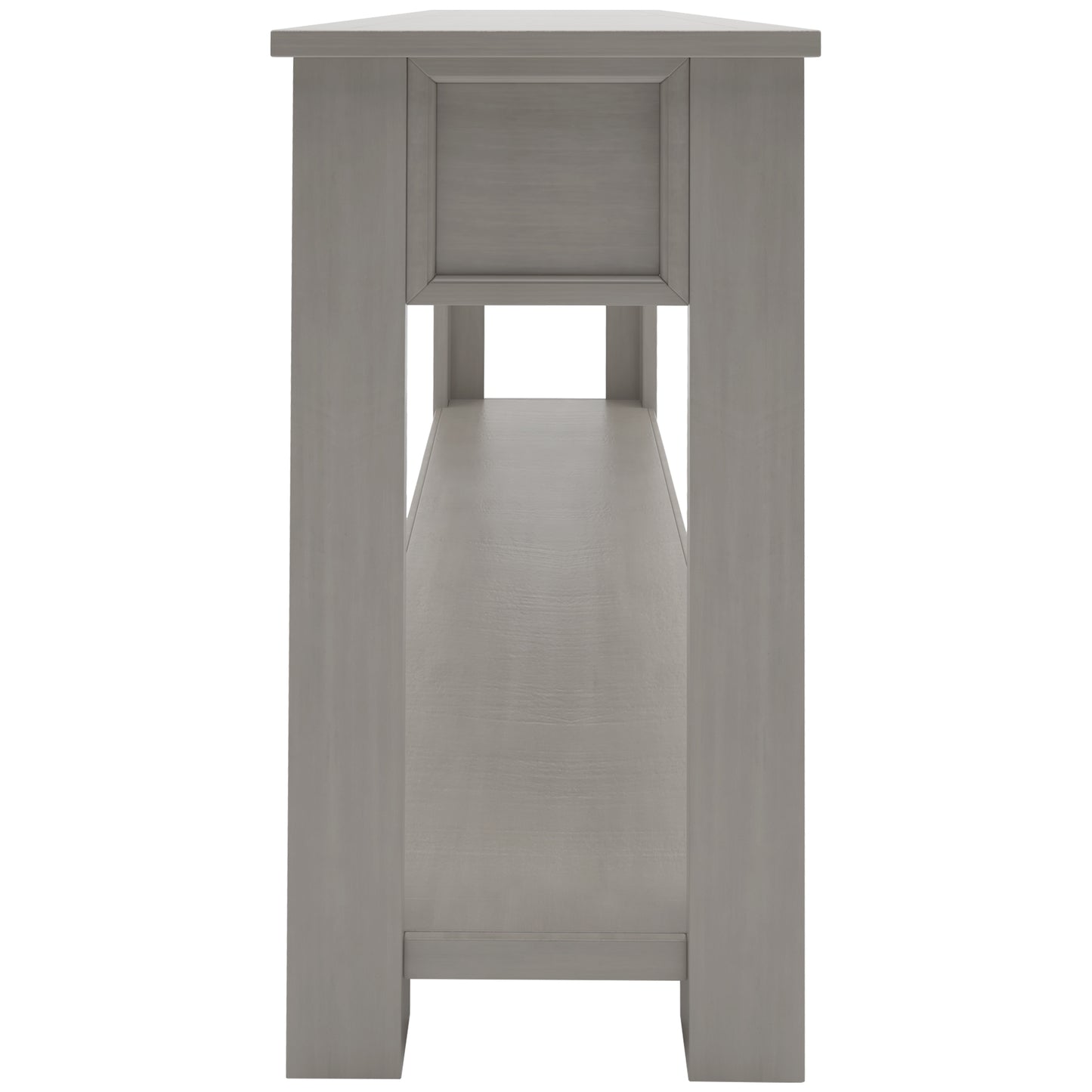 Console Table with Storage Drawers and Bottom Shelf for Entryway or Hallway - Gray Wash Finish