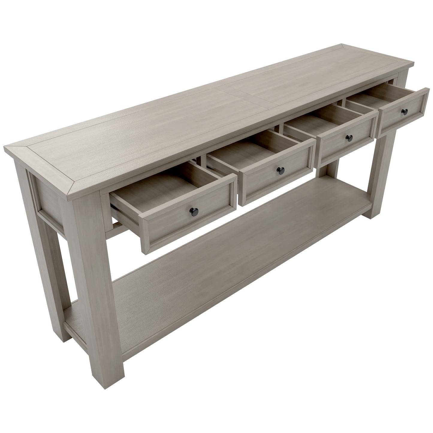 Console Table with Storage Drawers and Bottom Shelf for Entryway or Hallway - Gray Wash Finish