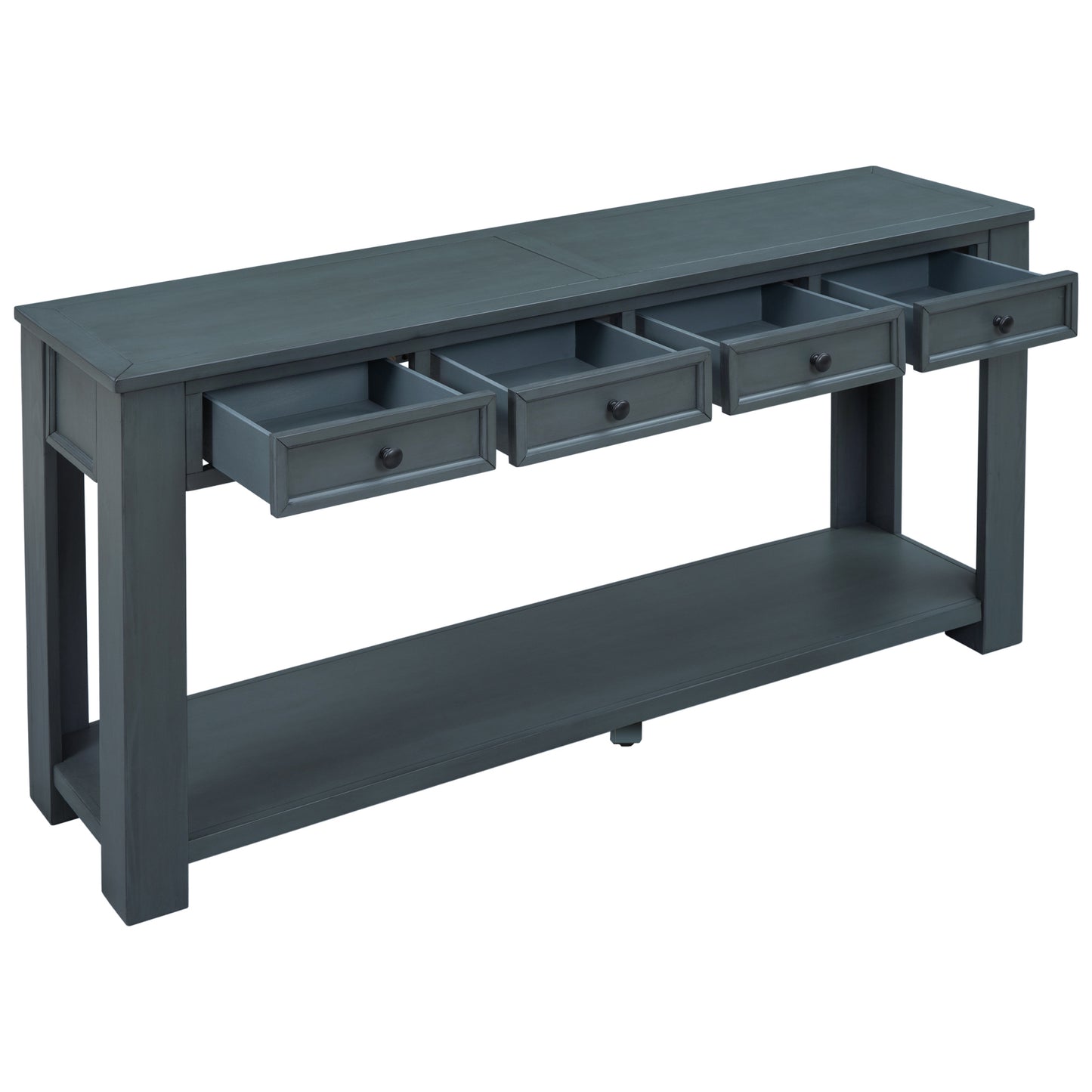 Stylish Console Table with Storage Drawers and Bottom Shelf for Entryway Hallway, Navy Finish