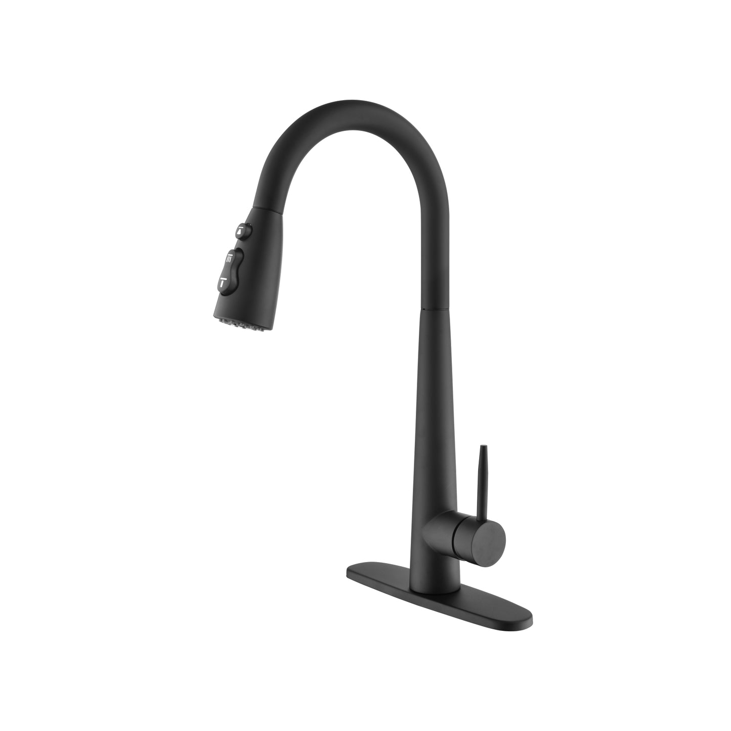 Black Kitchen Faucet with Pull Down Sprayer - Matte Finish, Single Handle, Fingerprint Resistant, Deck Mount Sink Faucet
