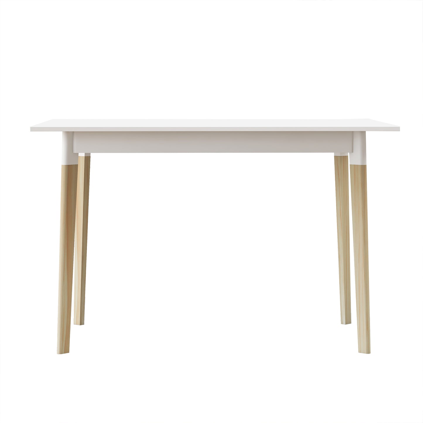 Modern 47 Inch Rectangular Dining Table - Stylish Kitchen Table with Solid Wood Legs - White Finish