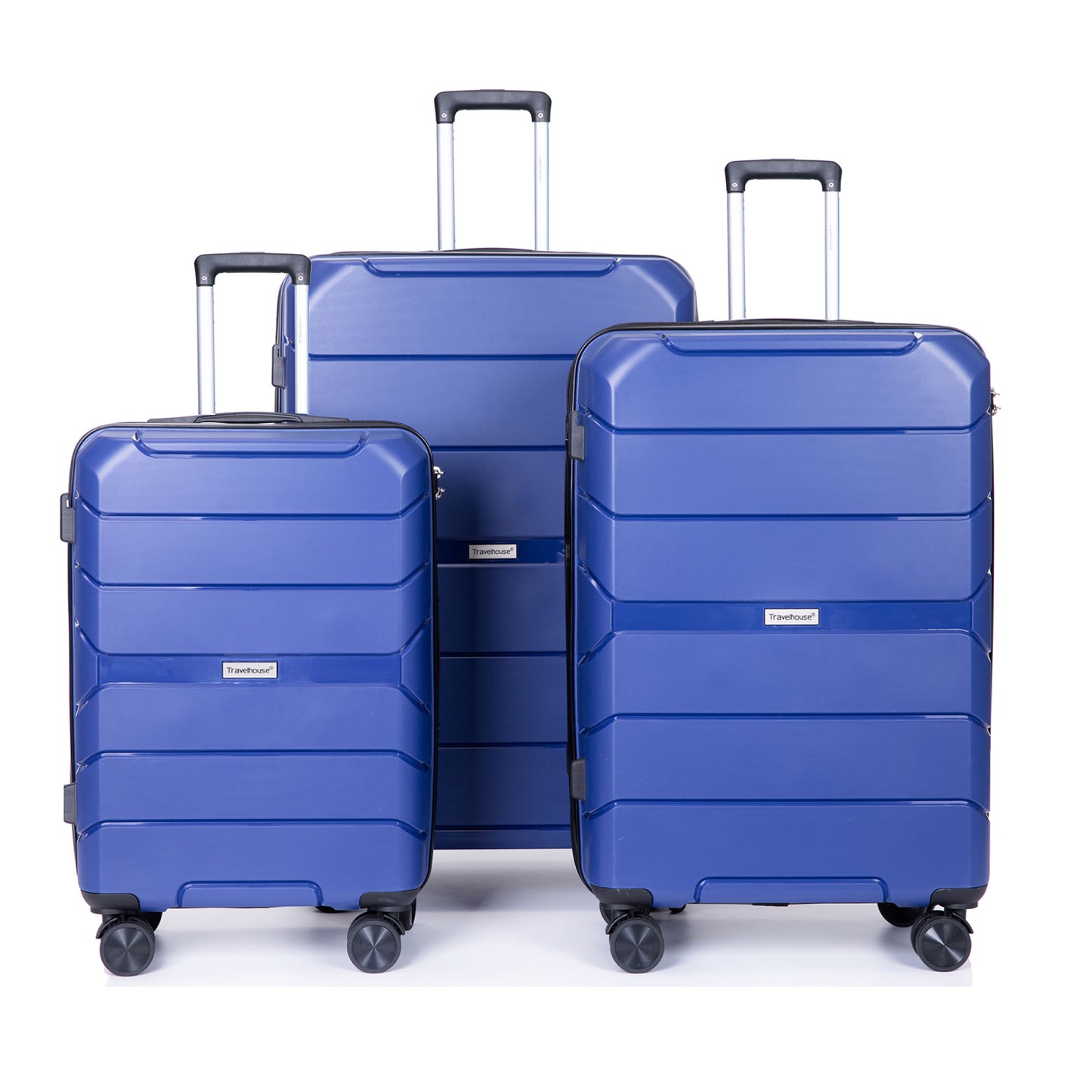 Lightweight Hardshell Luggage Set with Spinner Wheels, TSA Lock - 3-Piece (20/24/28) - Navy Travel Suitcase Set