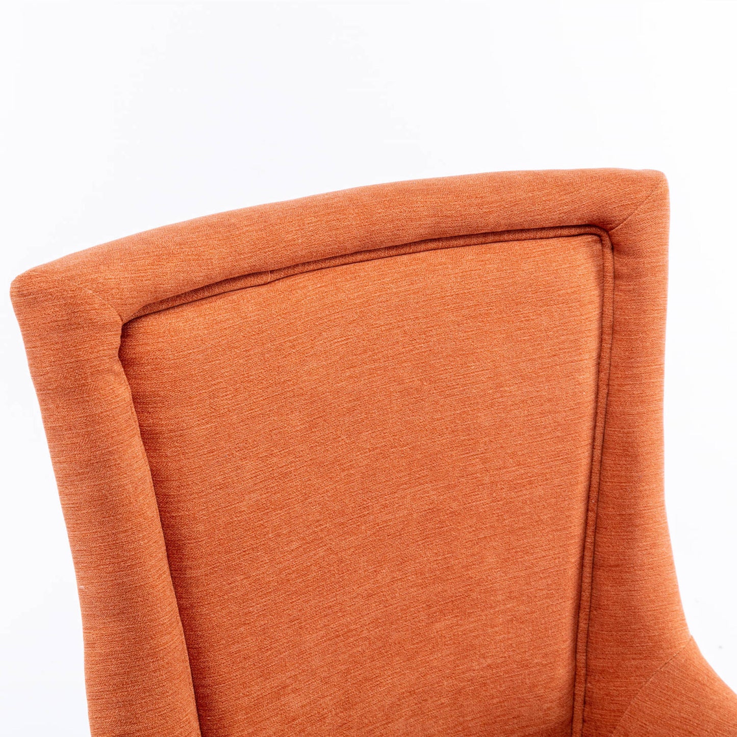 Set of 2 Ultra Side Dining Chairs, Thickened Fabric with Solid Wood Legs, Bronze Nailhead, Neutrally Toned, Stylish Orange