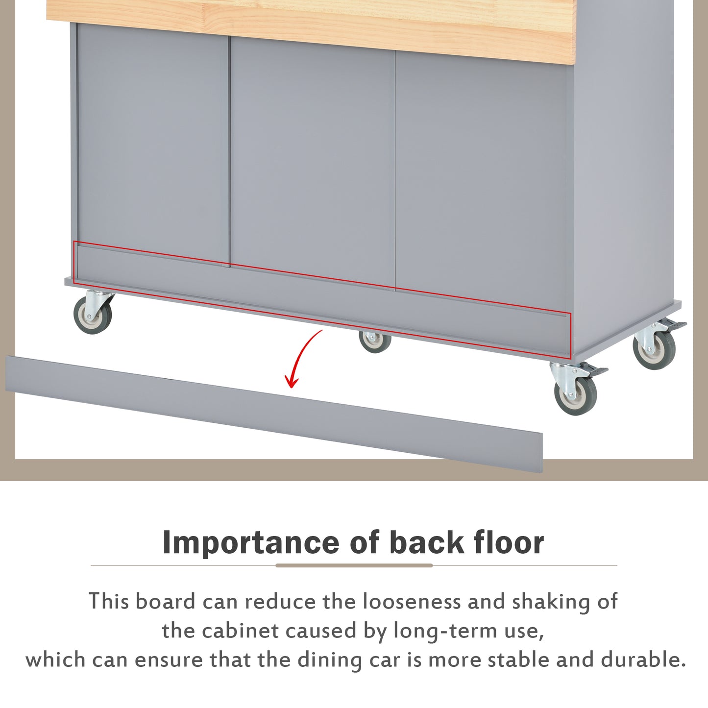 Rolling Mobile Kitchen Island with Solid Wood Top, 52.7 Width, Locking Wheels, Storage Cabinet, Drop Leaf Breakfast Bar - Grey Blue