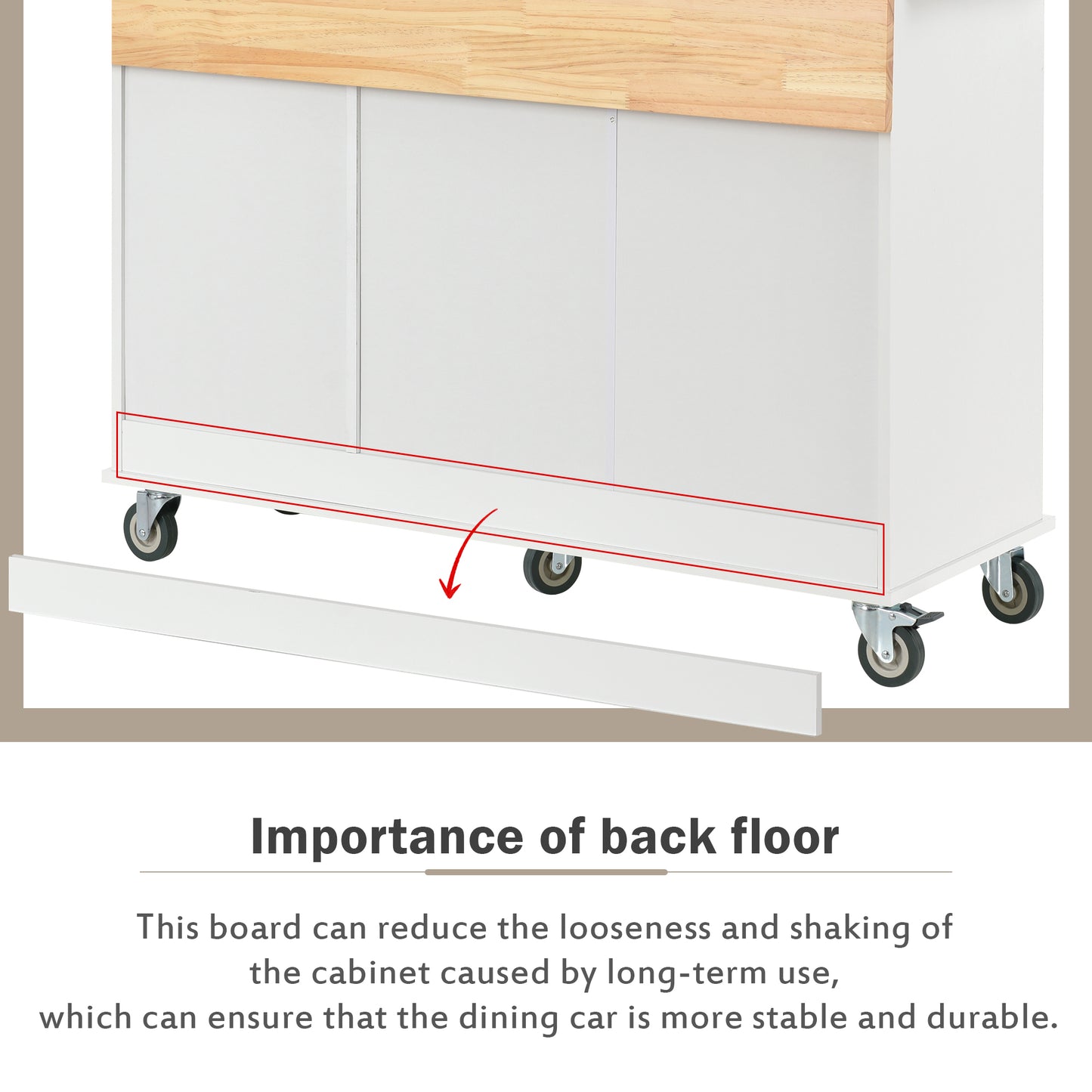 Rolling Mobile Kitchen Island with Solid Wood Top, Locking Wheels, Storage Cabinet, Drop Leaf Breakfast Bar, Spice Rack, White
